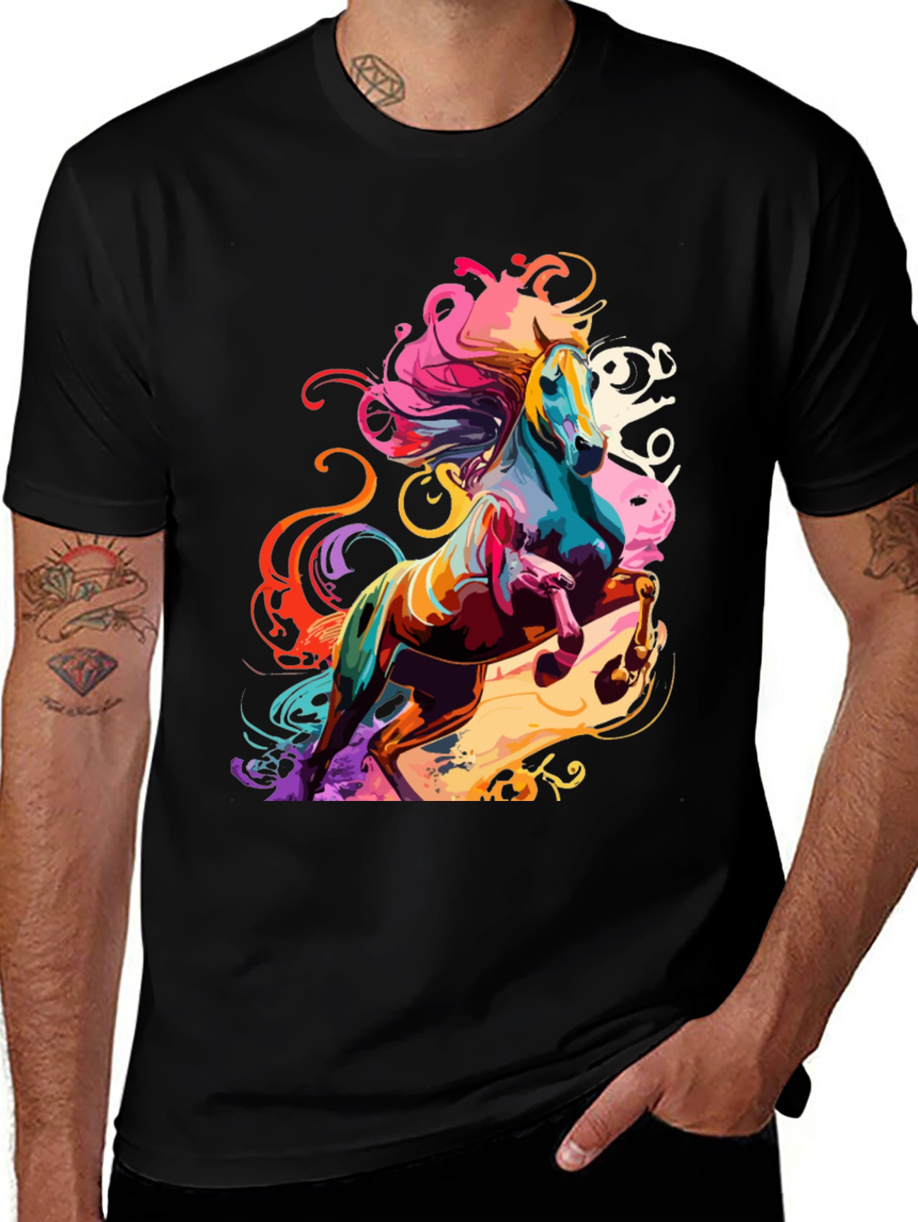 Variant 6 of Vivid Horse Graphic Tee - Bold Artistic Design
