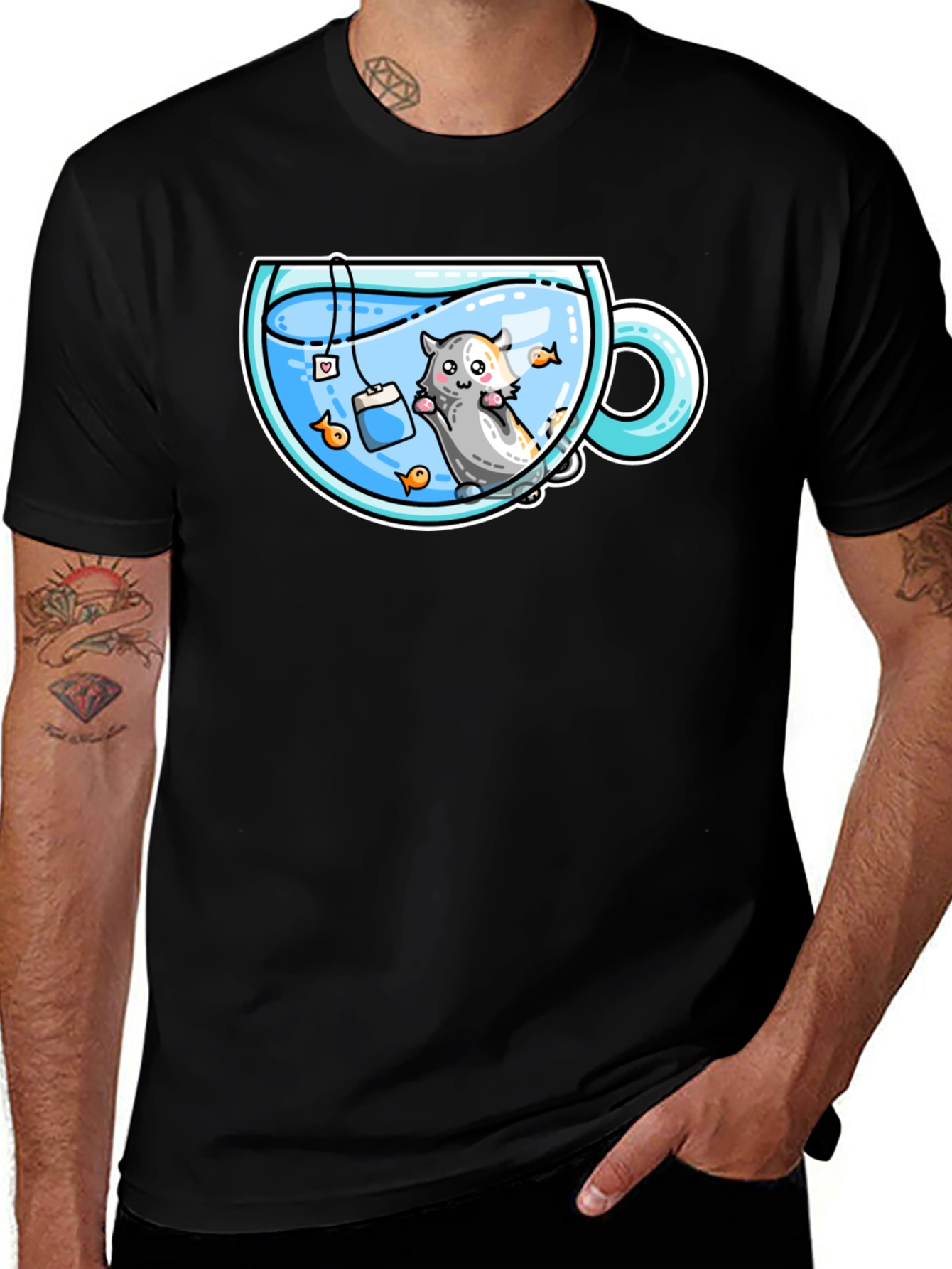 Variant 28 of Cute Cartoon Tea Cup Hamster Graphic Tee