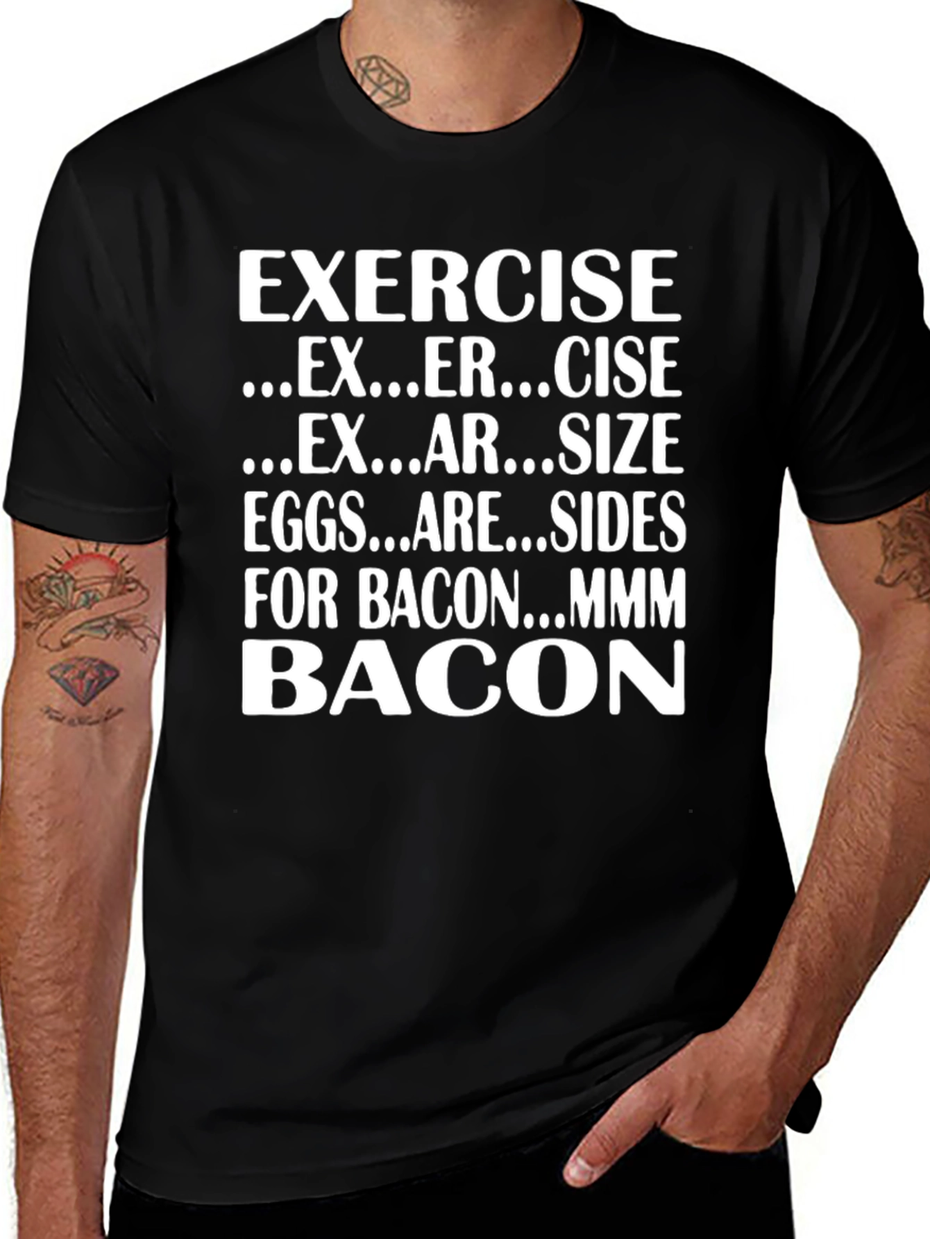 Variant 12 of Exercise Bacon T-Shirt Funny Foodie Gift