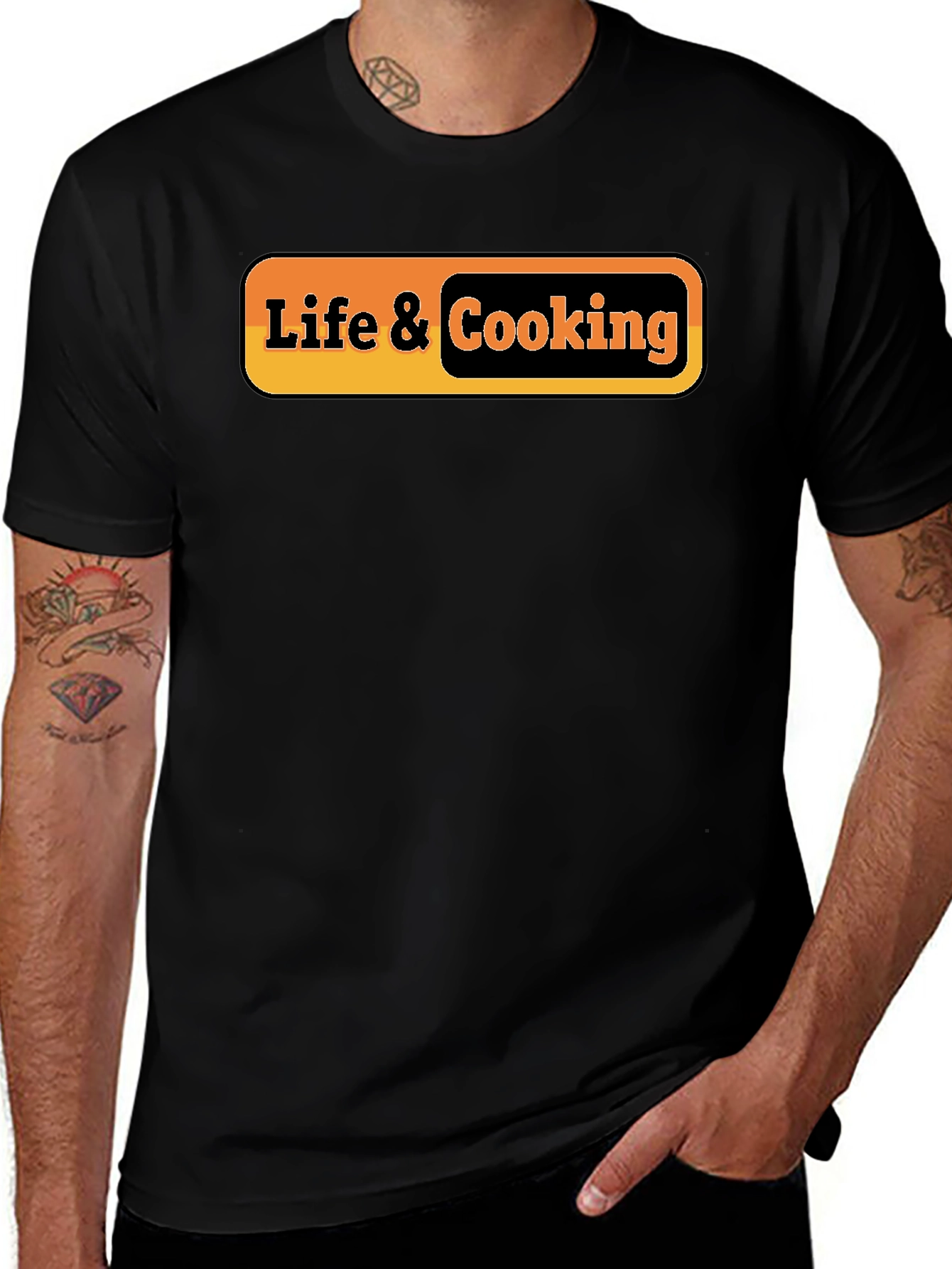 Variant 13 of Life & Cooking Graphic Tee - Stylish Black T-Shirt