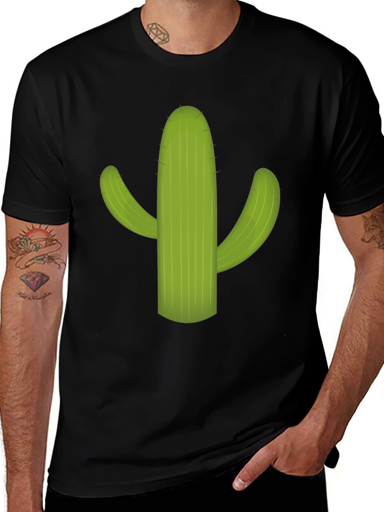 Variant 5 of Cactus Graphic T-Shirt - Black Cotton Tee
