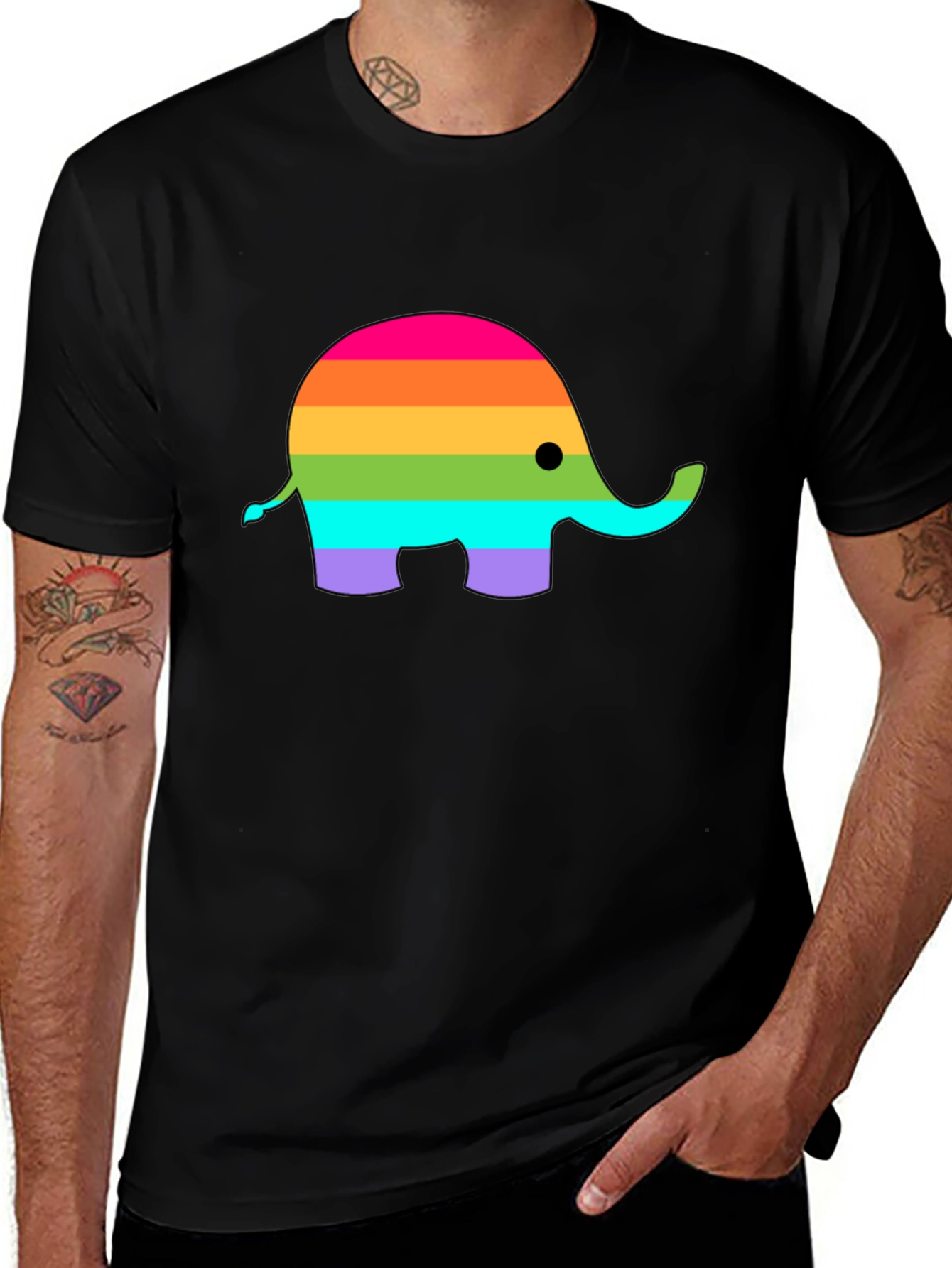 Variant 2 of Rainbow Elephant Graphic T-Shirt