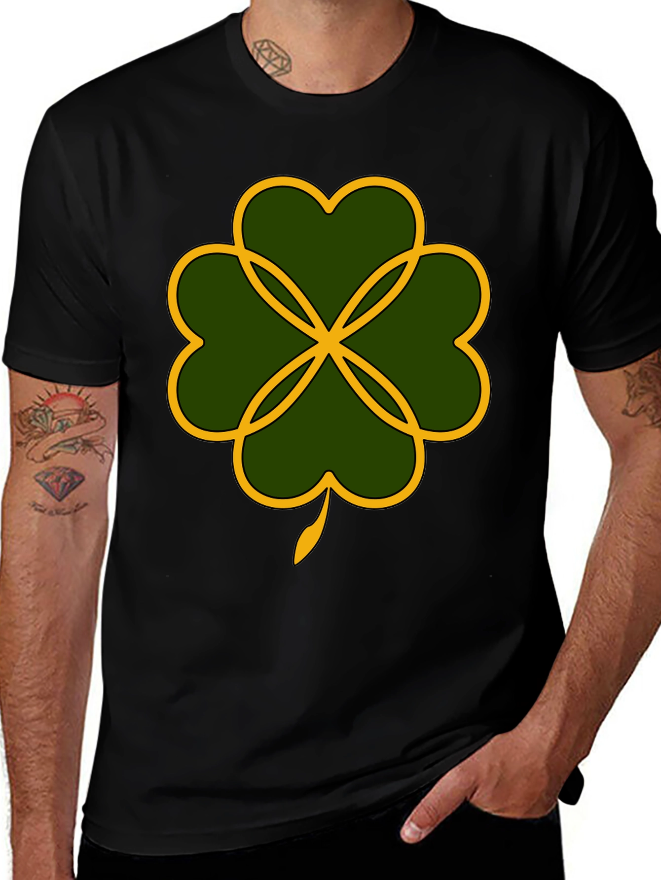 Variant 7 of Shamrock Graphic Black Tee - Irish Pride