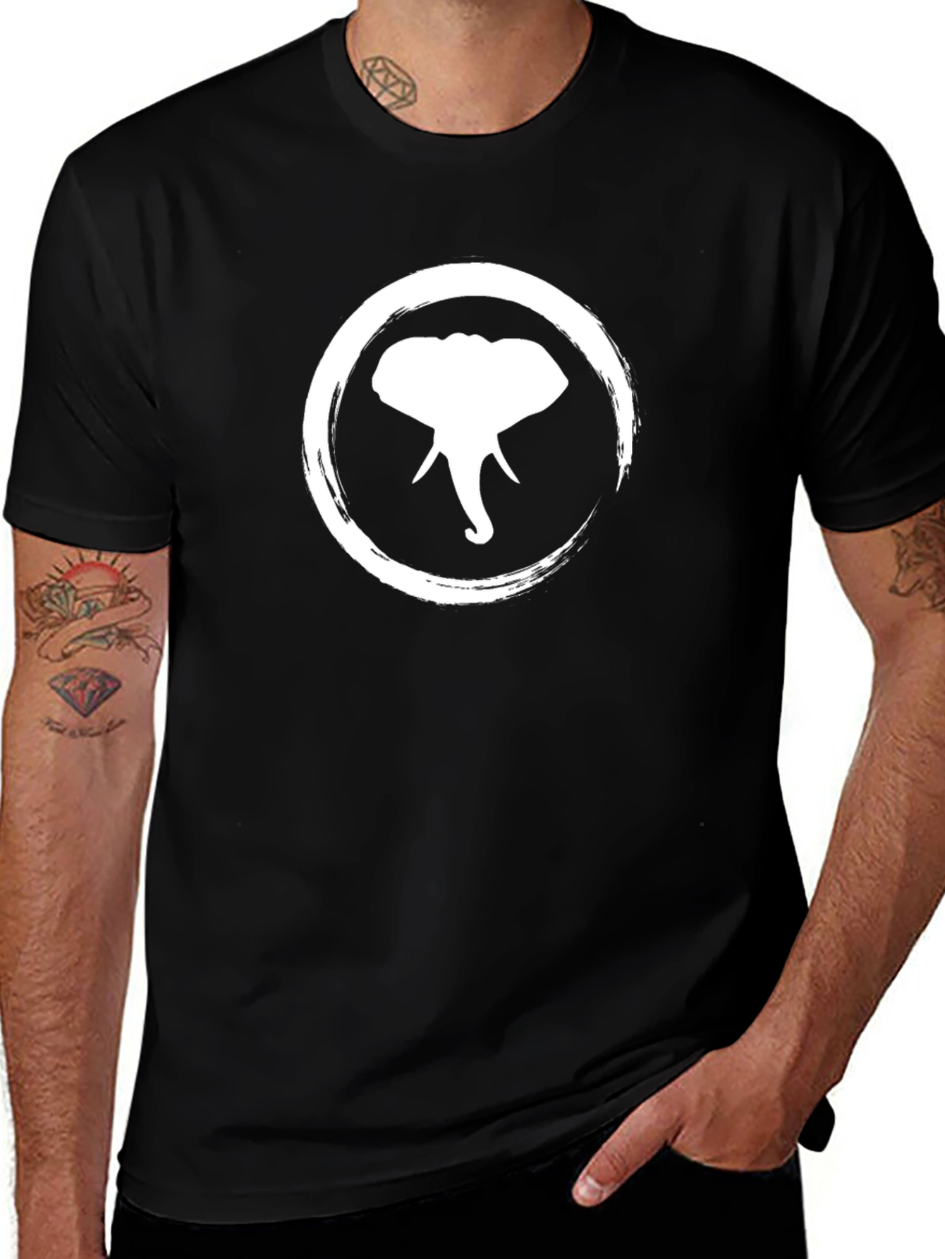 Variant 10 of Elephant Graphic Tee - Black Cotton T-Shirt