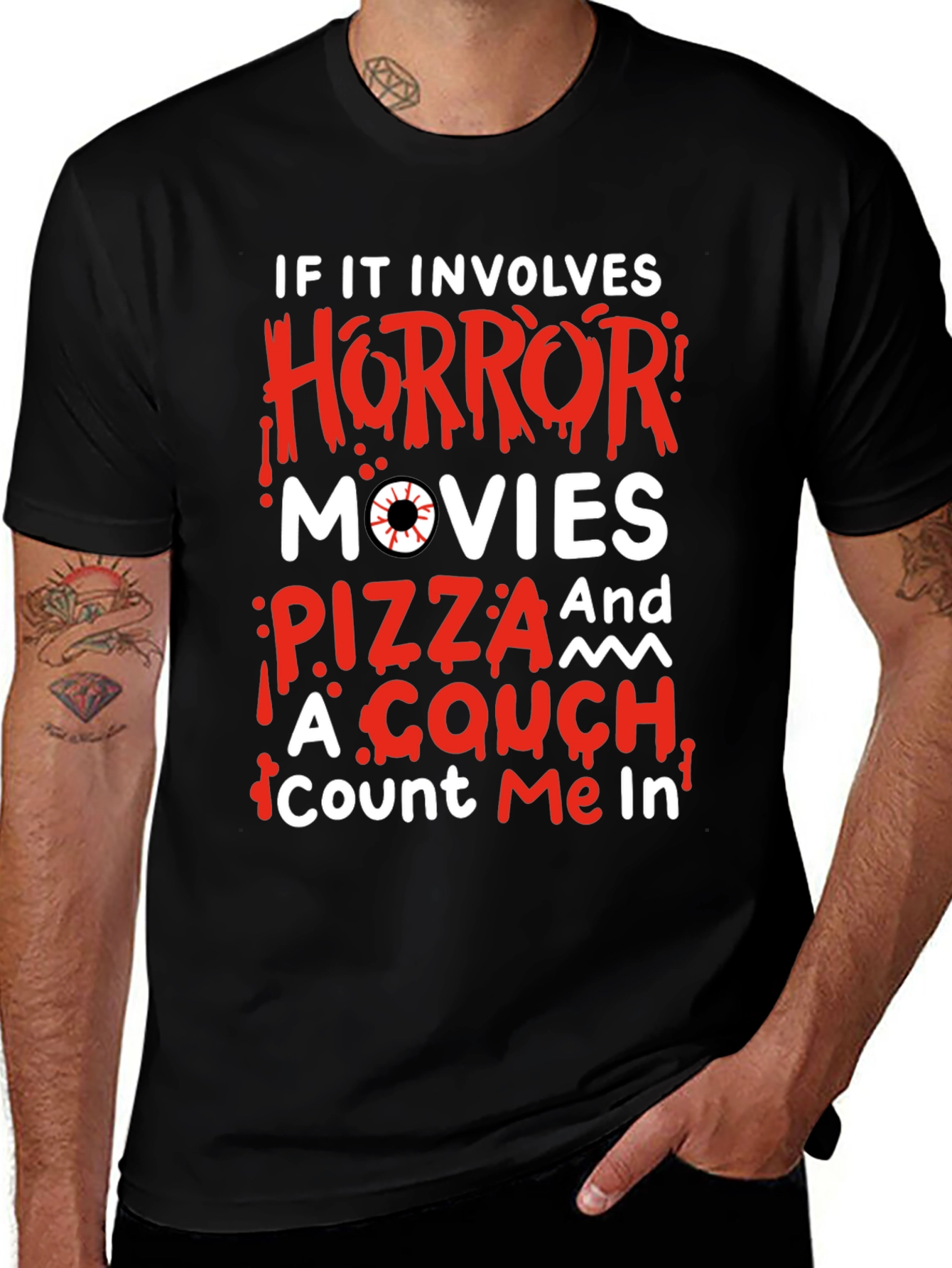 Variant 20 of Horror Movie Pizza Couch T-Shirt