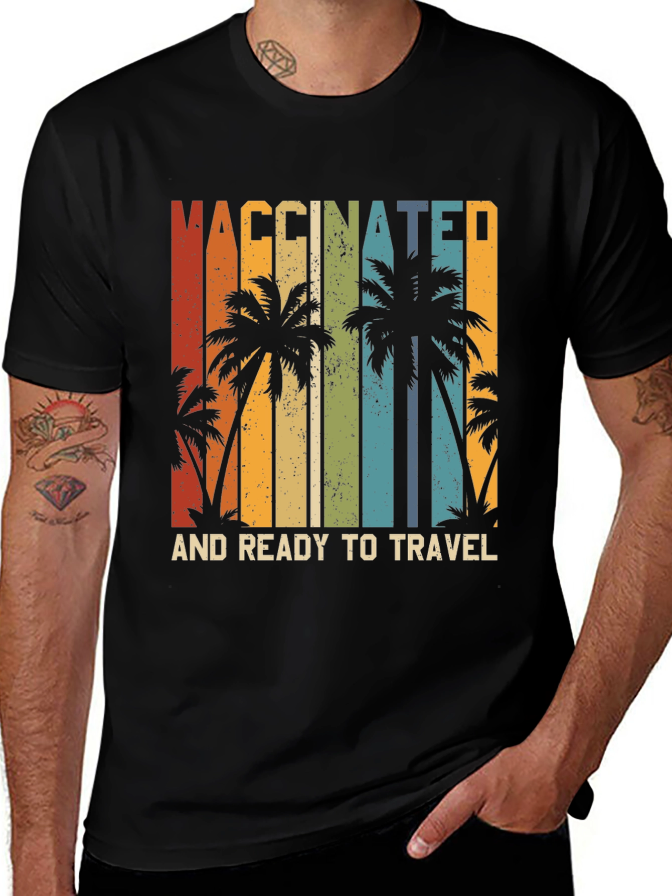 Variant 19 of Vaccinated and Ready to Travel Palm Tree T-Shirt
