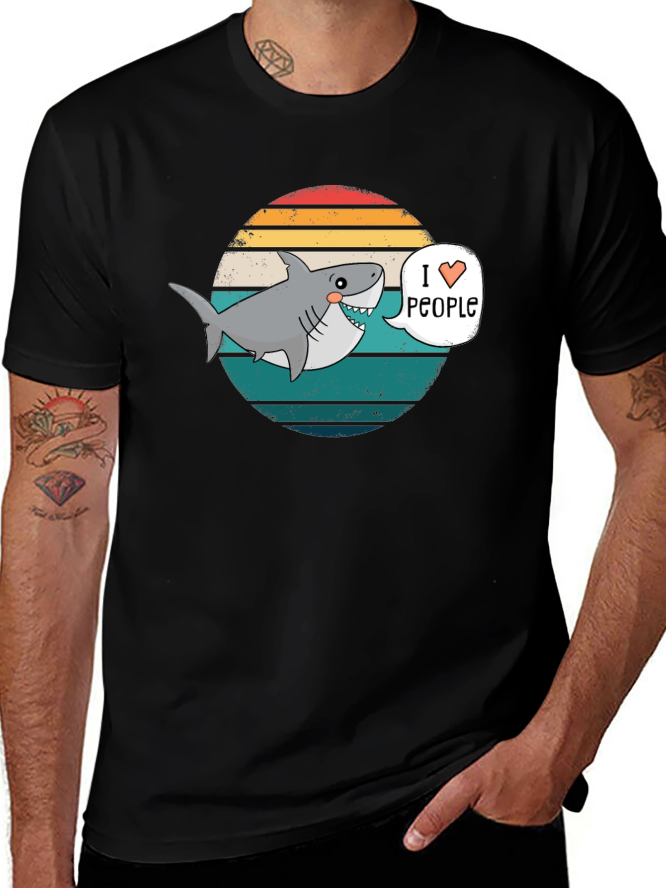 Variant 24 of I Heart People Shark T-Shirt - Funny Graphic Tee