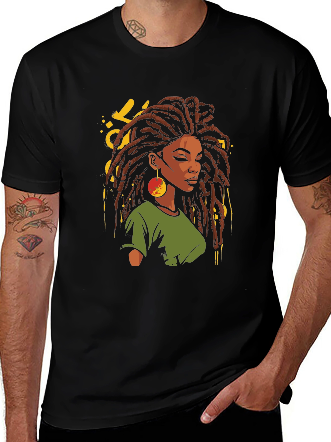 Variant 6 of Rasta Woman Graphic T-Shirt - Black