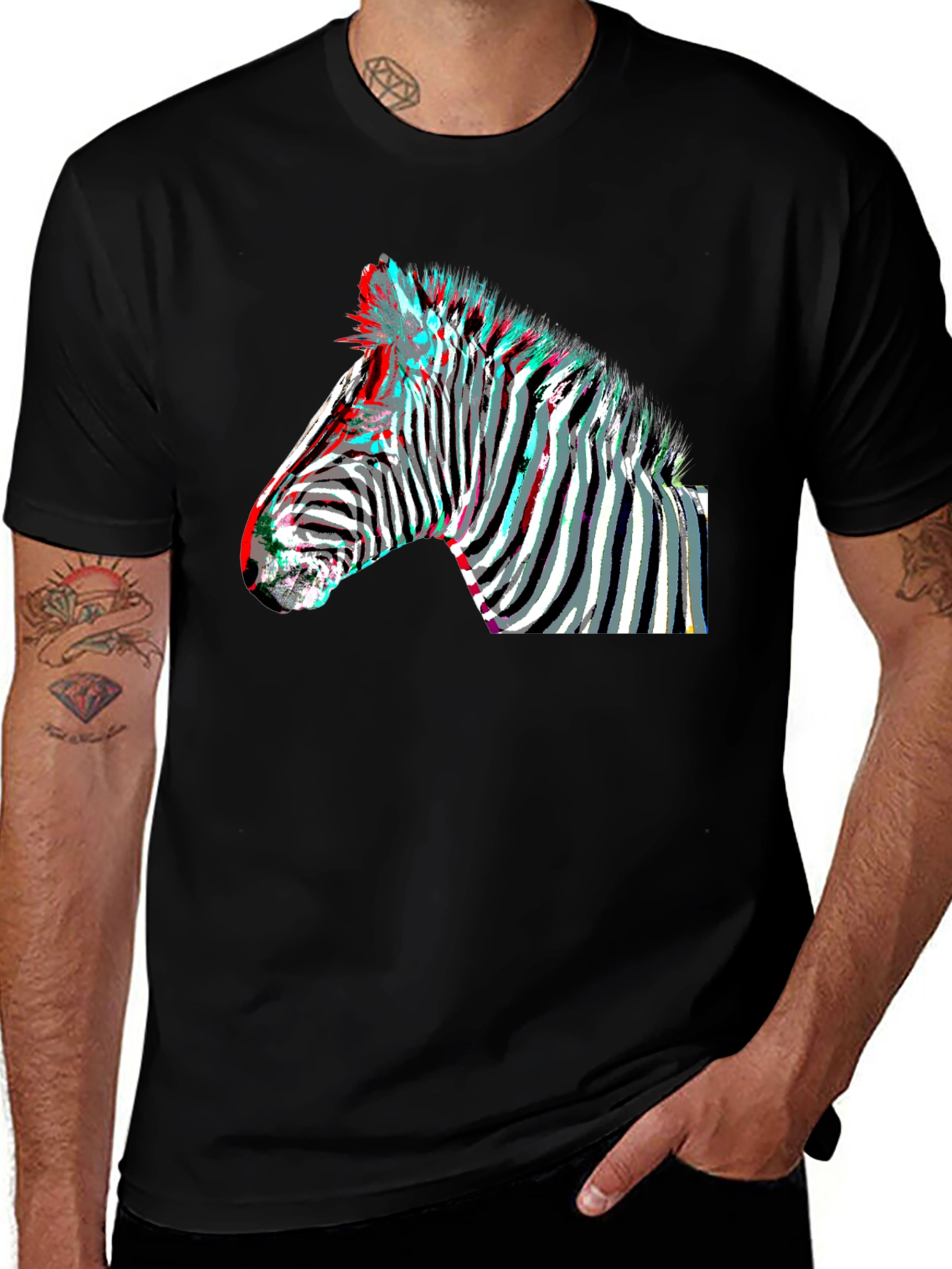 Variant 29 of Zebra Glitch Graphic Tee - Unique Style