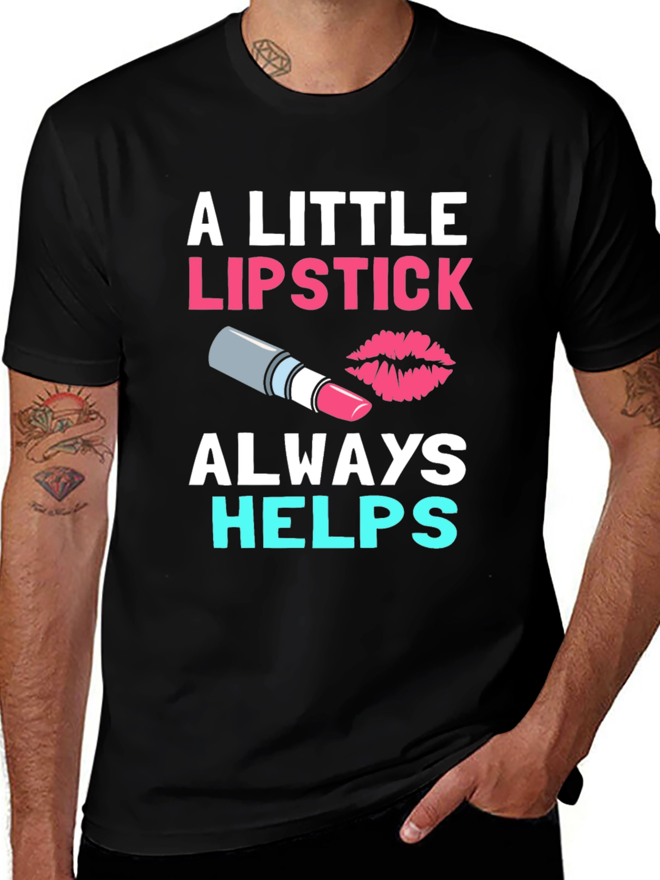 Variant 25 of A Little Lipstick Always Helps Black Tee