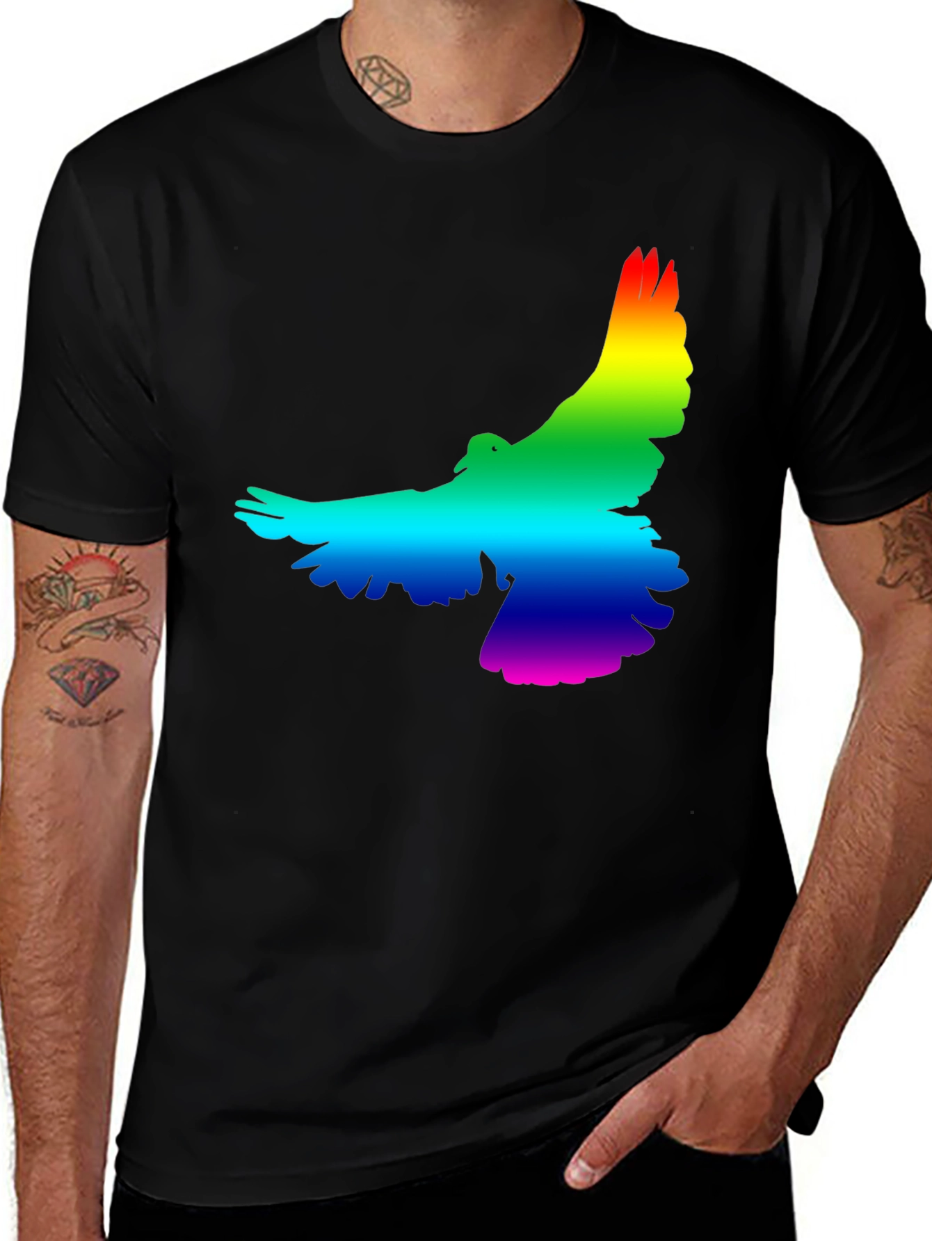 Variant 27 of Rainbow Dove Graphic Black Tee