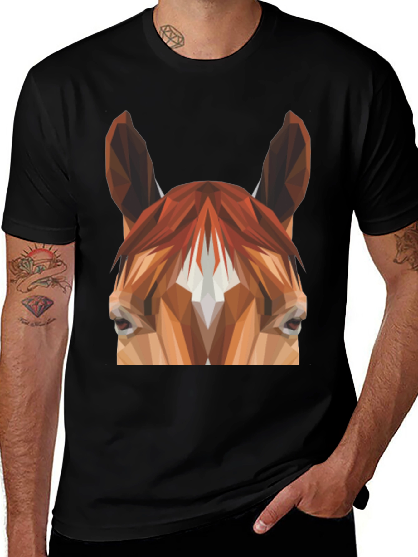 Variant 13 of Geometric Horse Graphic Tee - Unisex Black T-Shirt