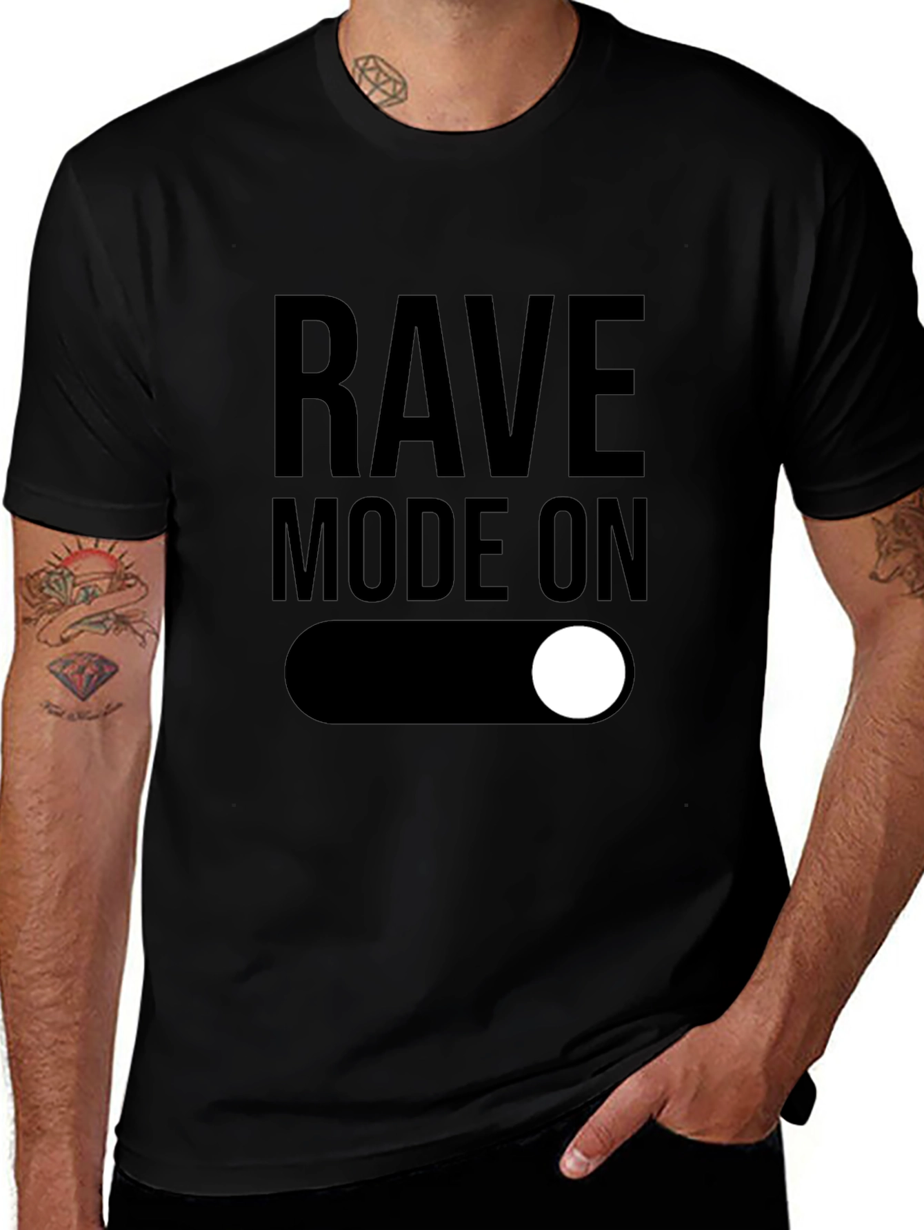Black Rave Mode On - Black Graphic T-Shirt main image