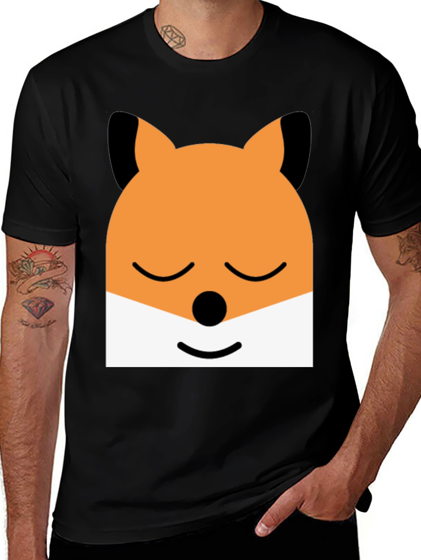 Variant 29 of Fox Face Graphic Tee - Unisex Black T-Shirt