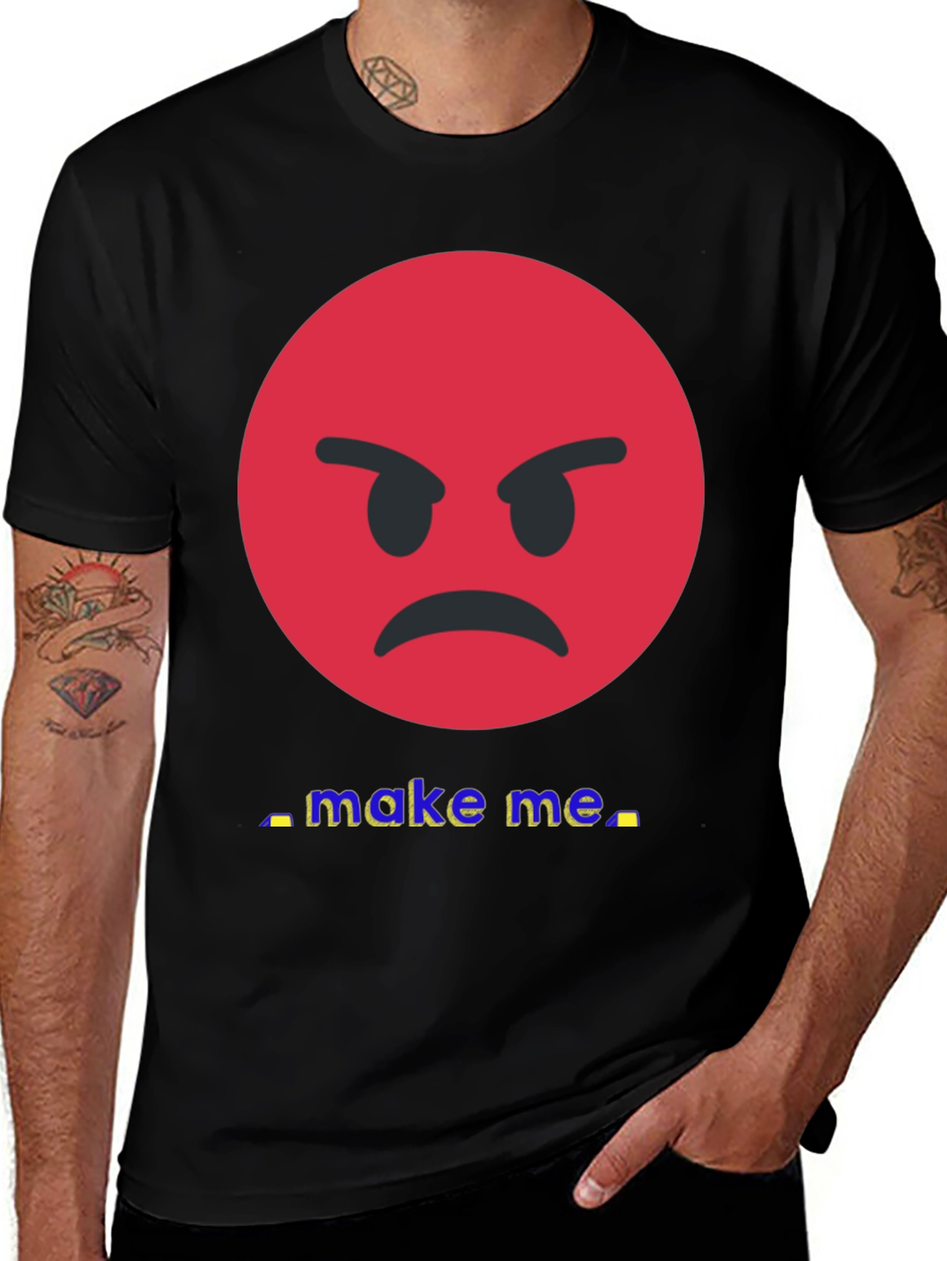 Variant 29 of Angry Emoji "Make Me" Black T-Shirt