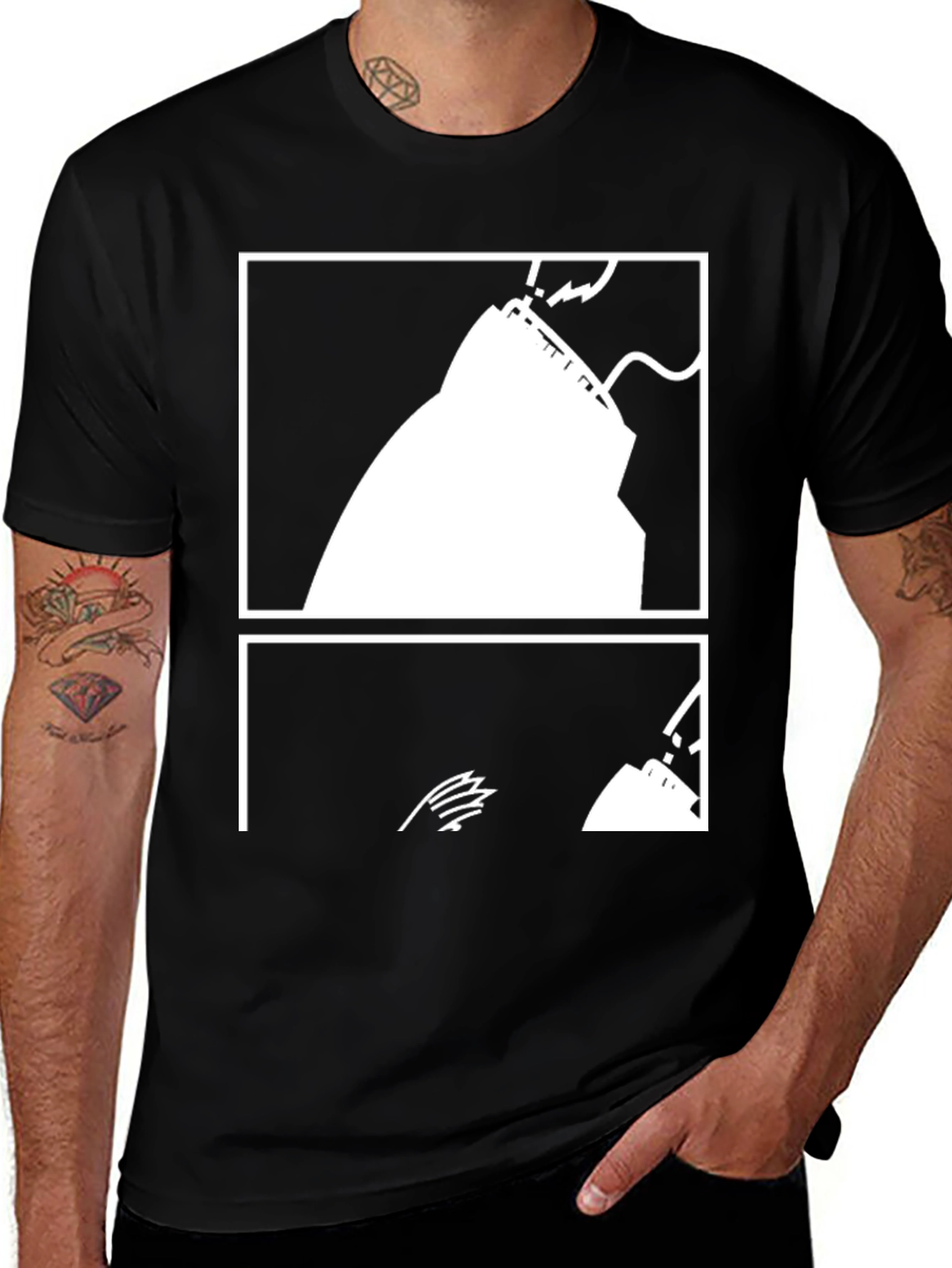 Variant 27 of Abstract Graphic Print Black T-Shirt