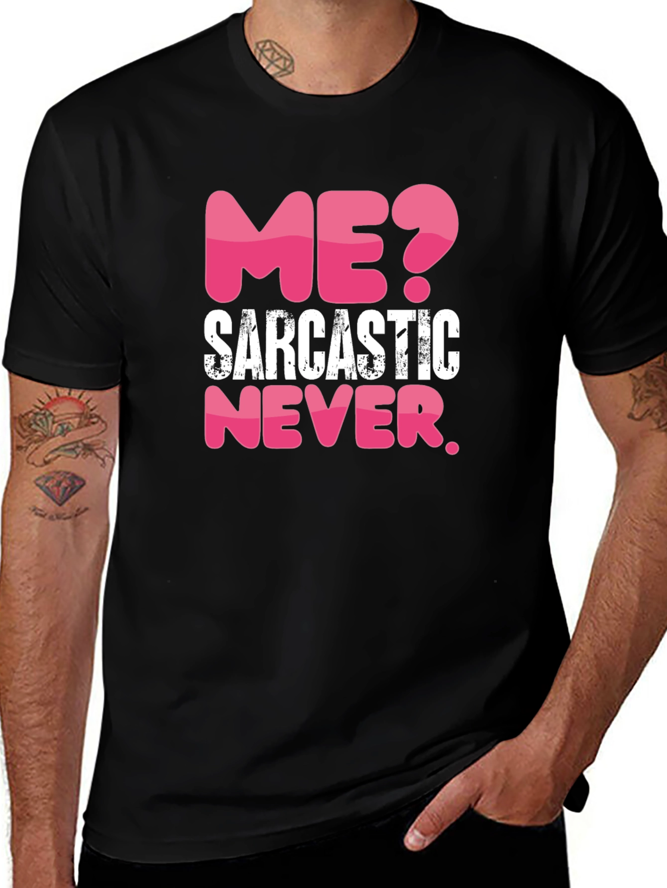 Variant 15 of Sarcastic Never Men's Black Graphic T-Shirt