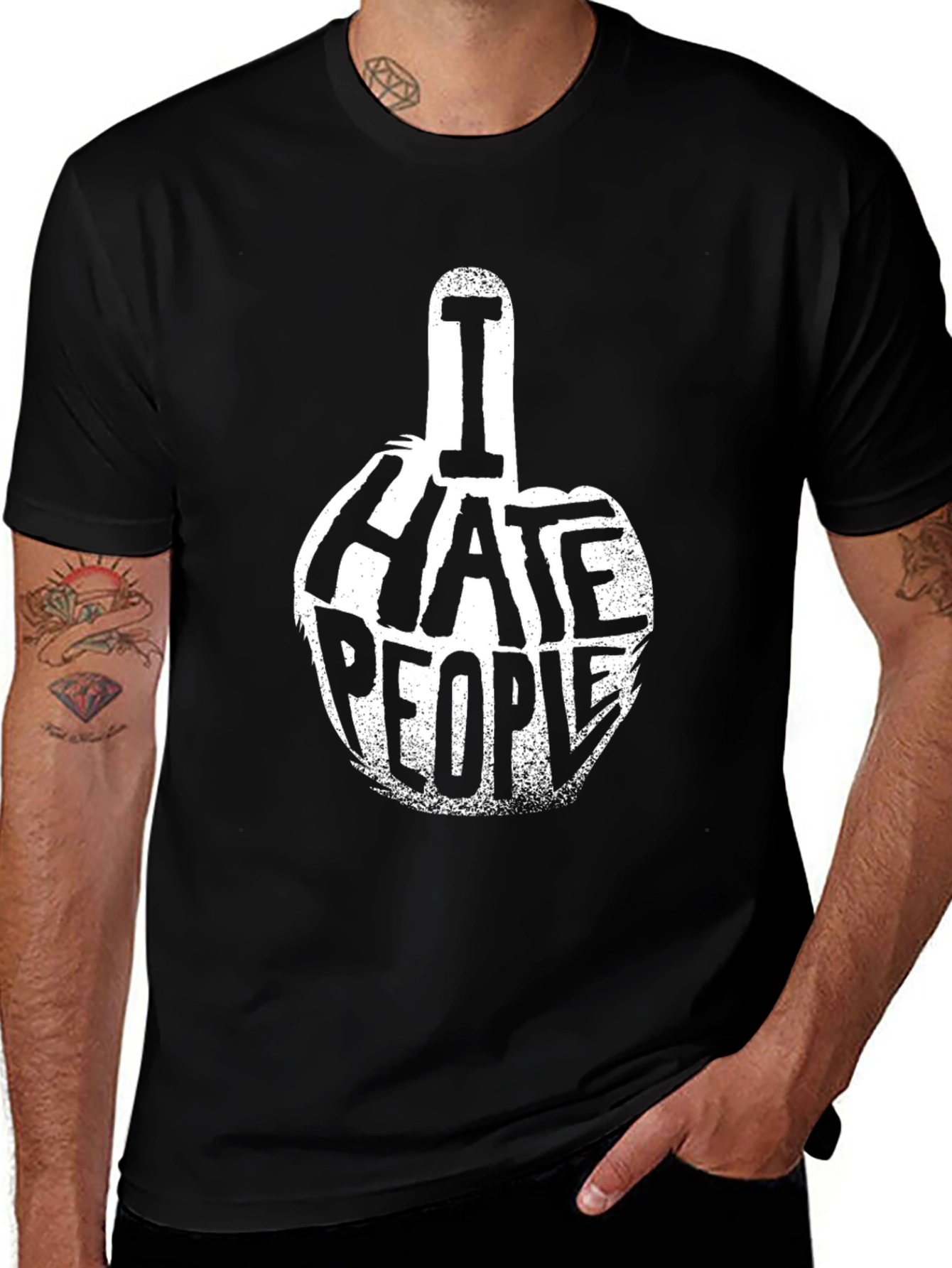 Variant 25 of I Hate People Graphic Tee - Black Cotton T-Shirt