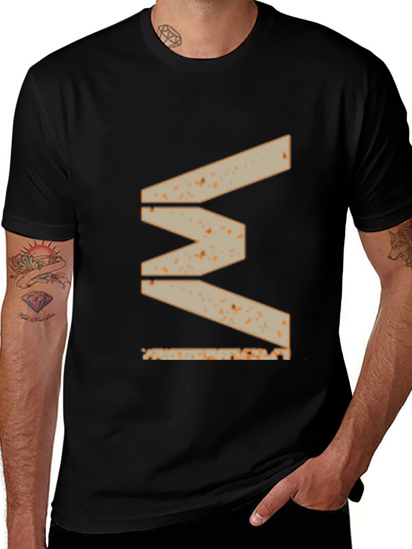 Variant 26 of Abstract Symbol Graphic Tee - Stylish Men's Black T-Shirt