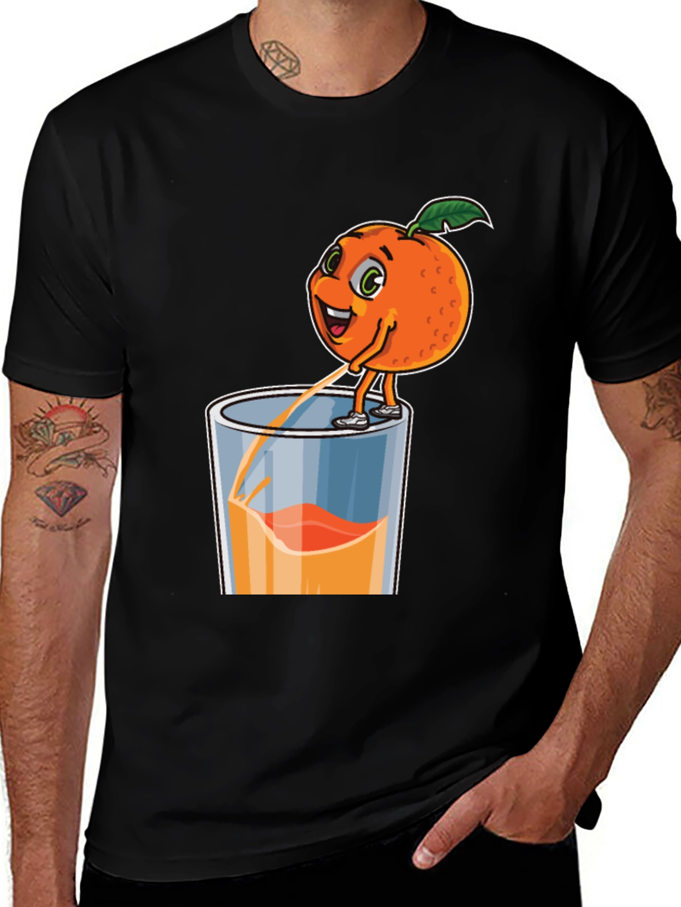 Variant 16 of Funny Orange Juice Cartoon Graphic T-Shirt