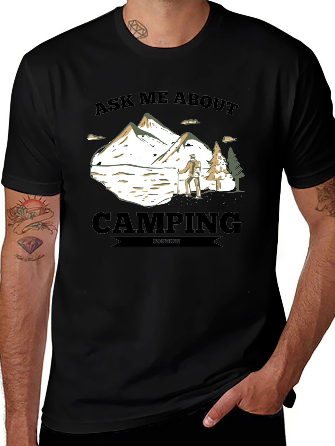 Variant 9 of Ask Me About Camping Black T-Shirt