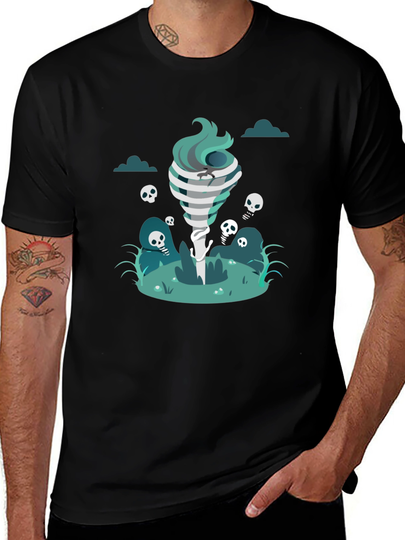 Variant 21 of Spooky Cartoon Graphic Black T-Shirt