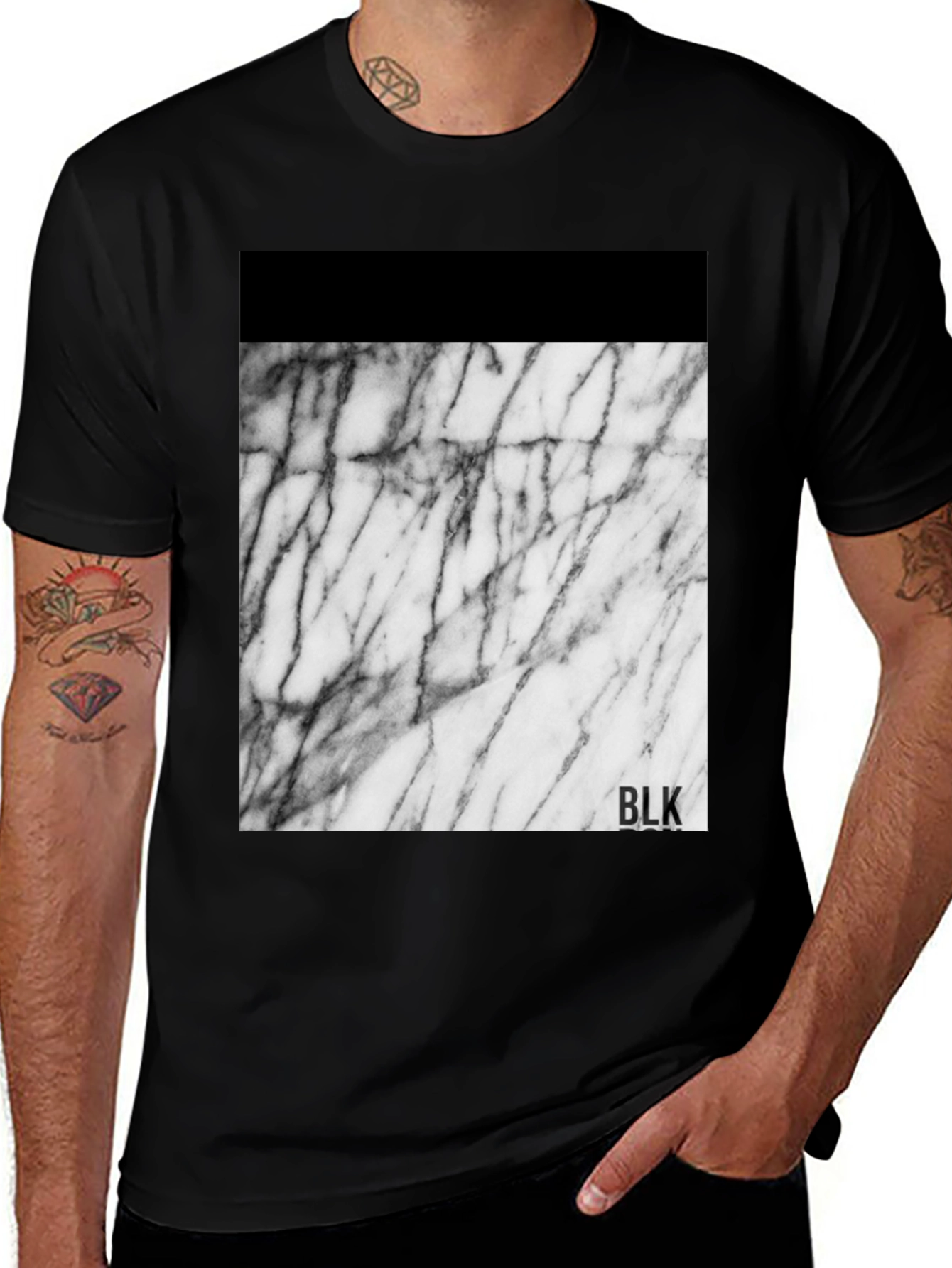 Variant 29 of Modern Marble Print Black T-Shirt