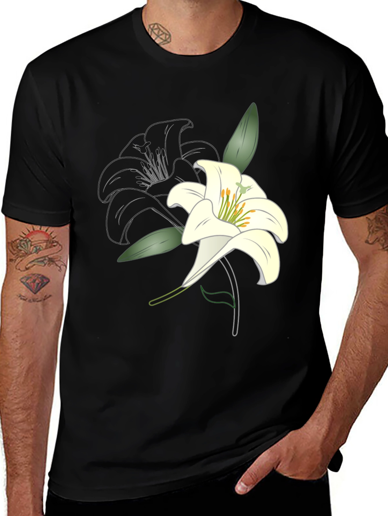 Variant 11 of Lily Graphic Tee - Black Casual Style