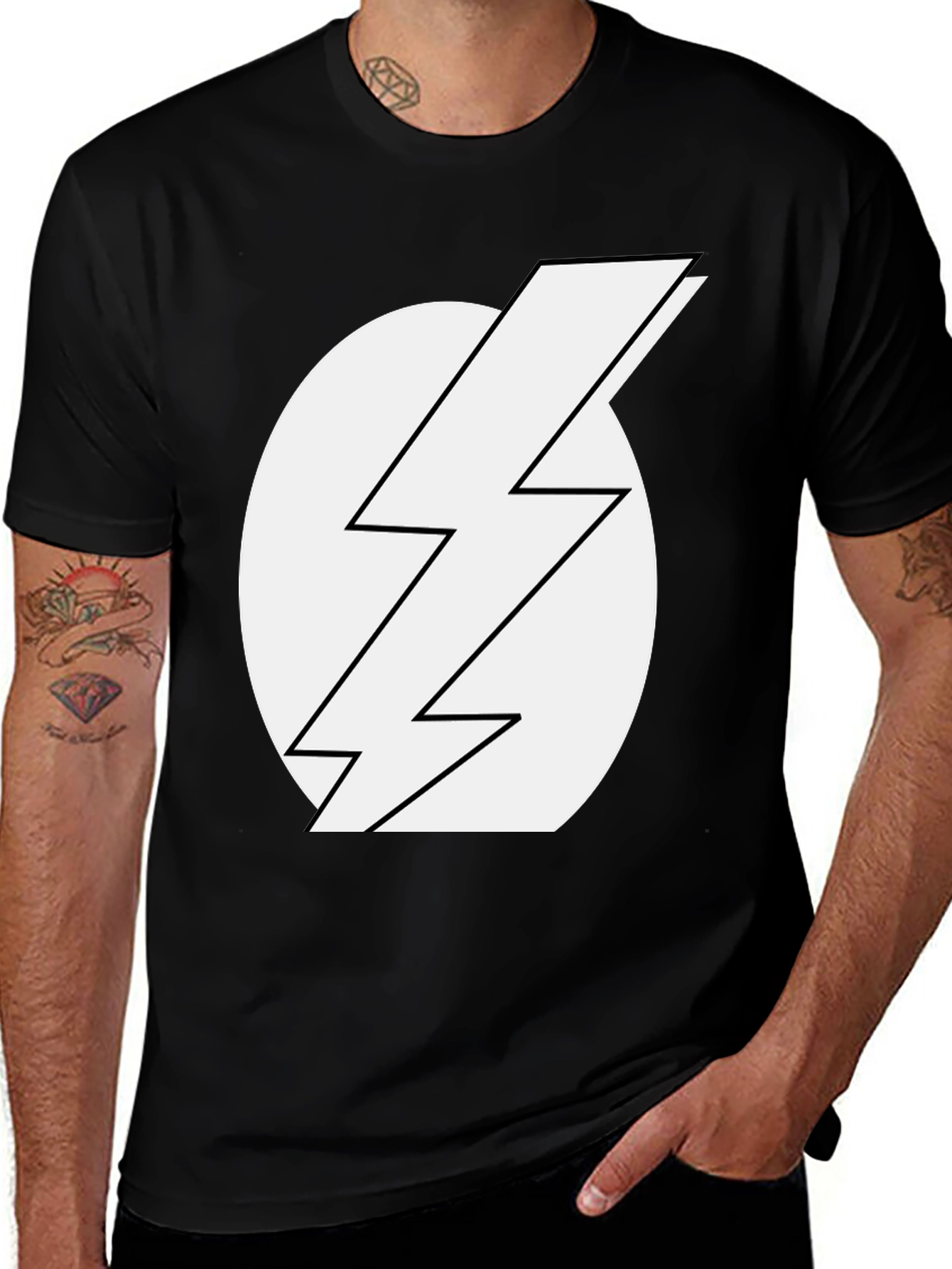Variant 9 of Lightning Bolt Graphic Tee - Black