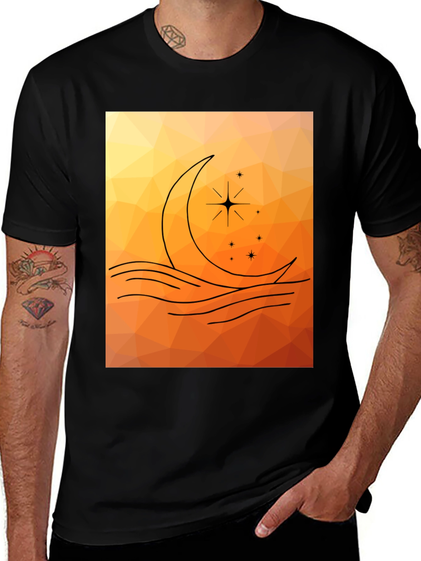 Variant 19 of Geometric Moon & Stars Graphic Tee