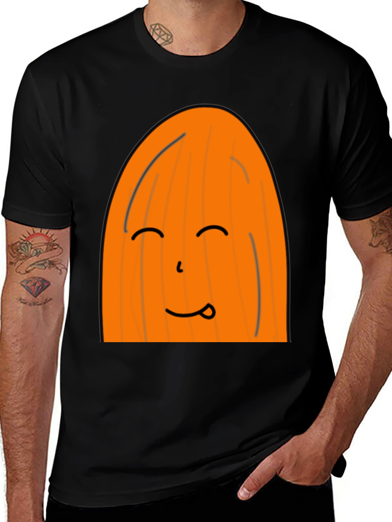 Variant 2 of Funny Orange Character Black T-Shirt