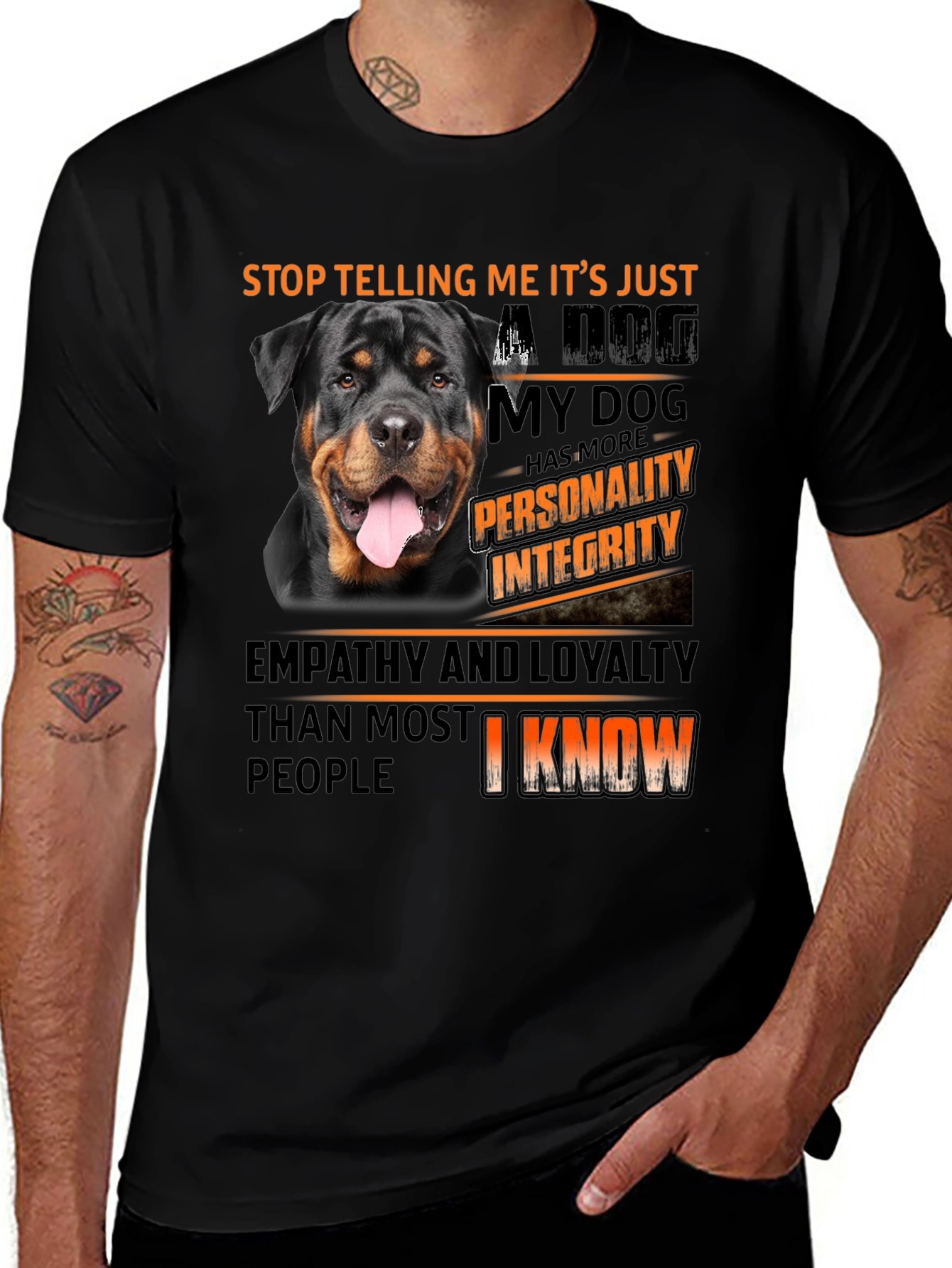 Dog Lover T-Shirt: Rottweiler with Personality & Integrity Design