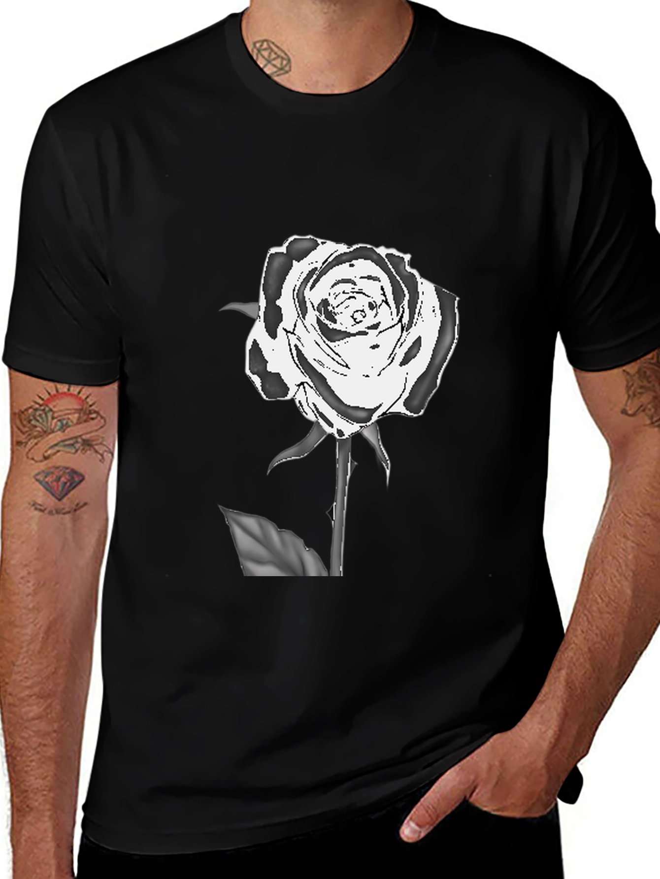 Variant 29 of Black T-Shirt with Rose Graphic
