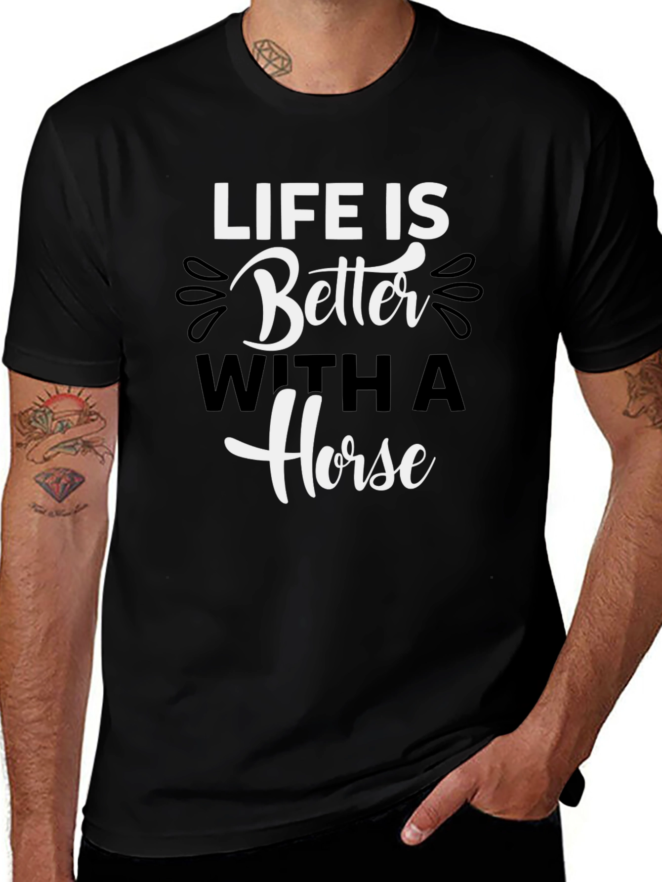 Variant 24 of Life is Better with a Horse Graphic T-Shirt