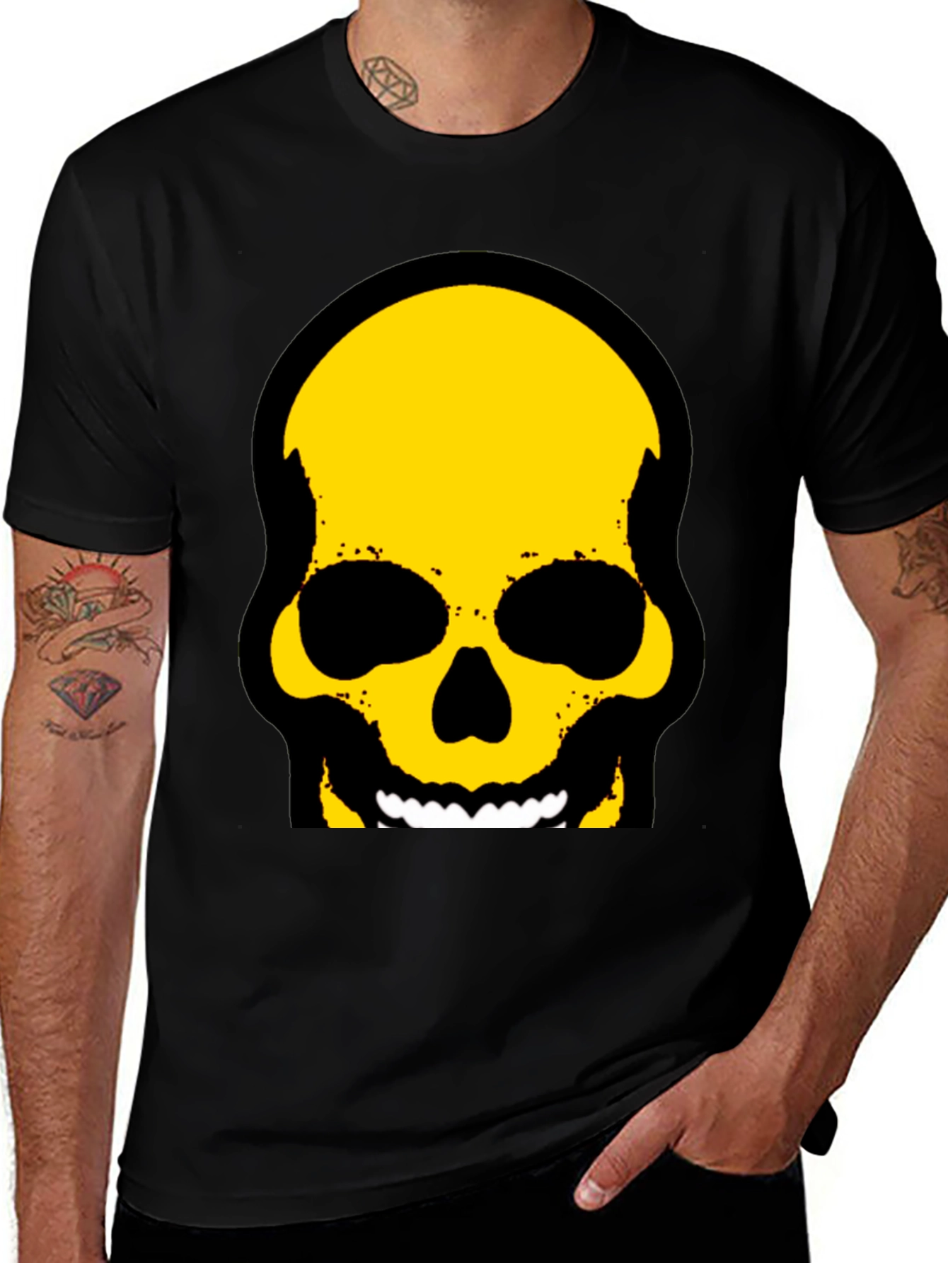 Skull Graphic Print Black T-Shirt