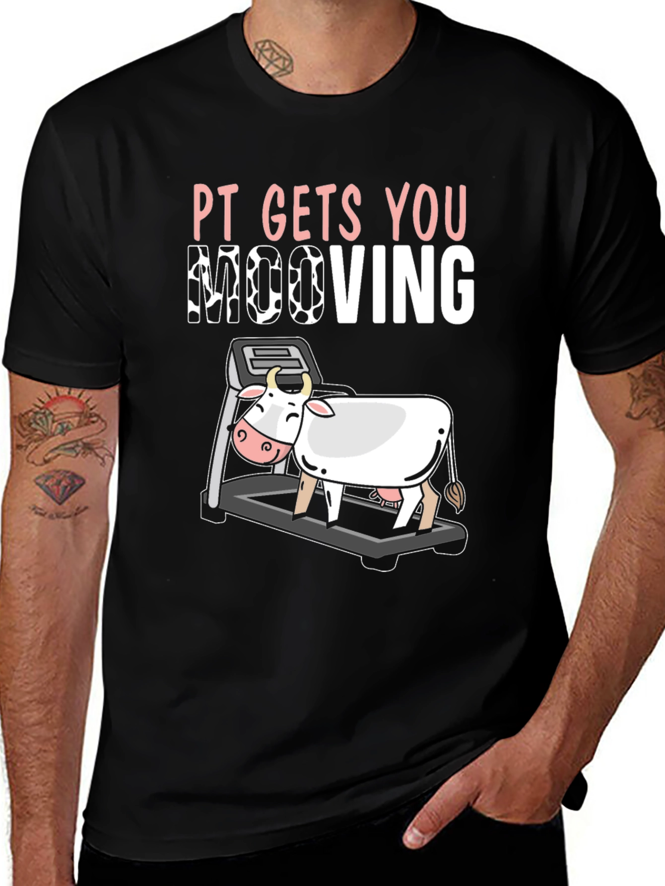 PT Gets You Moooving Black T-Shirt