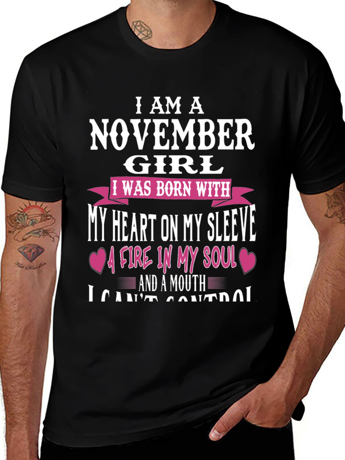 November Girl T-Shirt: Heart on Sleeve