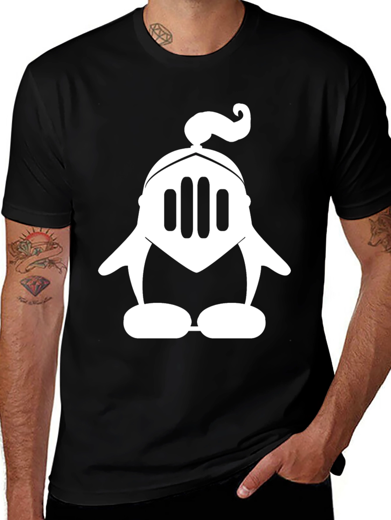 Variant 2 of Knight Penguin Black T-Shirt - Unique Graphic Tee
