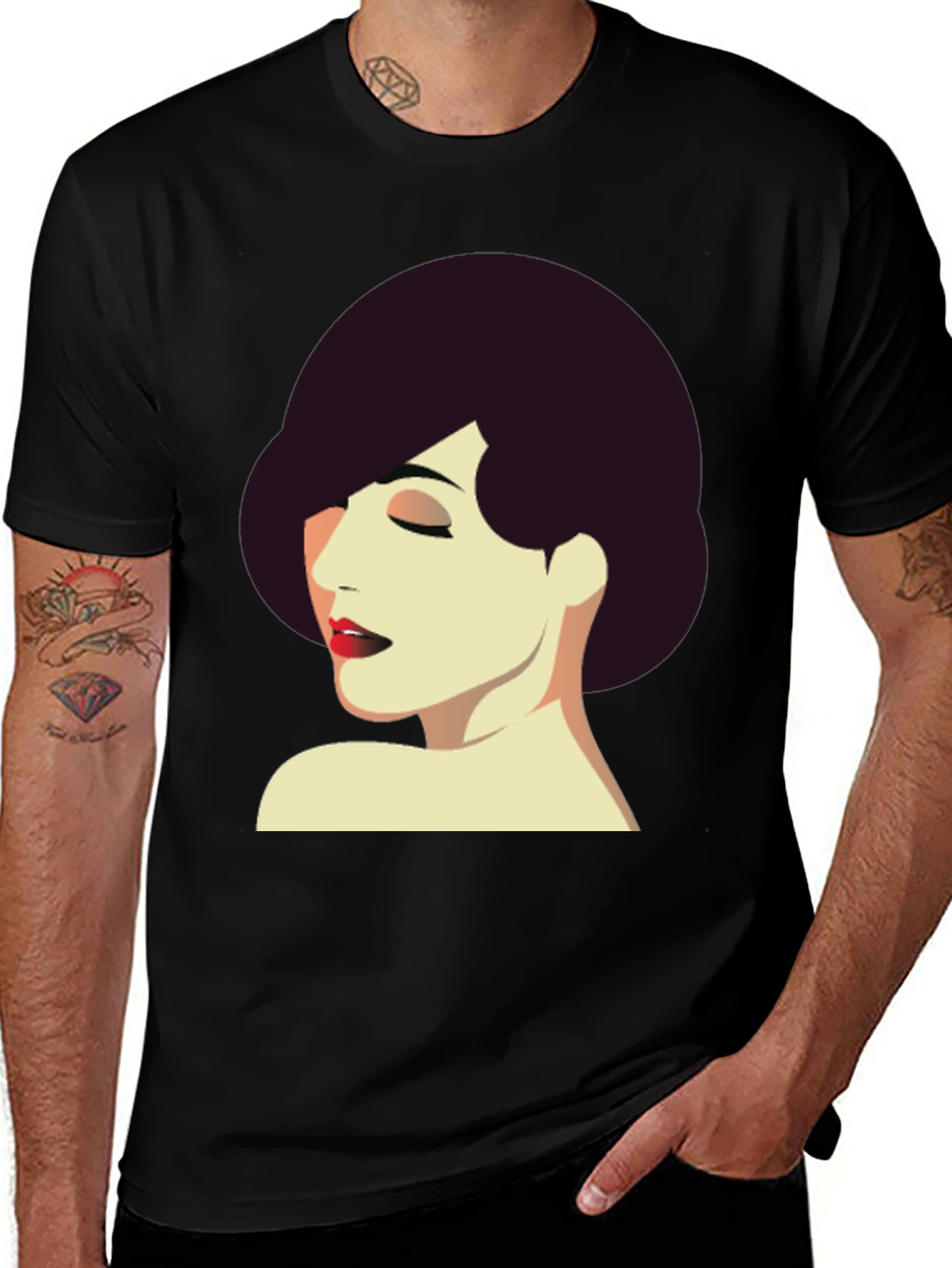 Variant 5 of Retro Style Woman Graphic Tee - Black T-Shirt