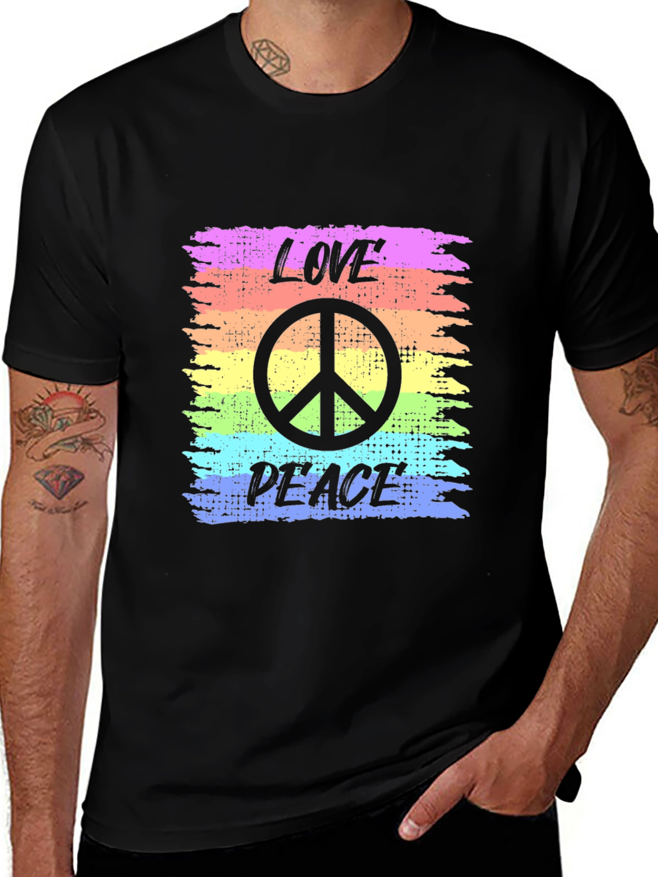 Variant 12 of Love & Peace Rainbow Graphic Tee