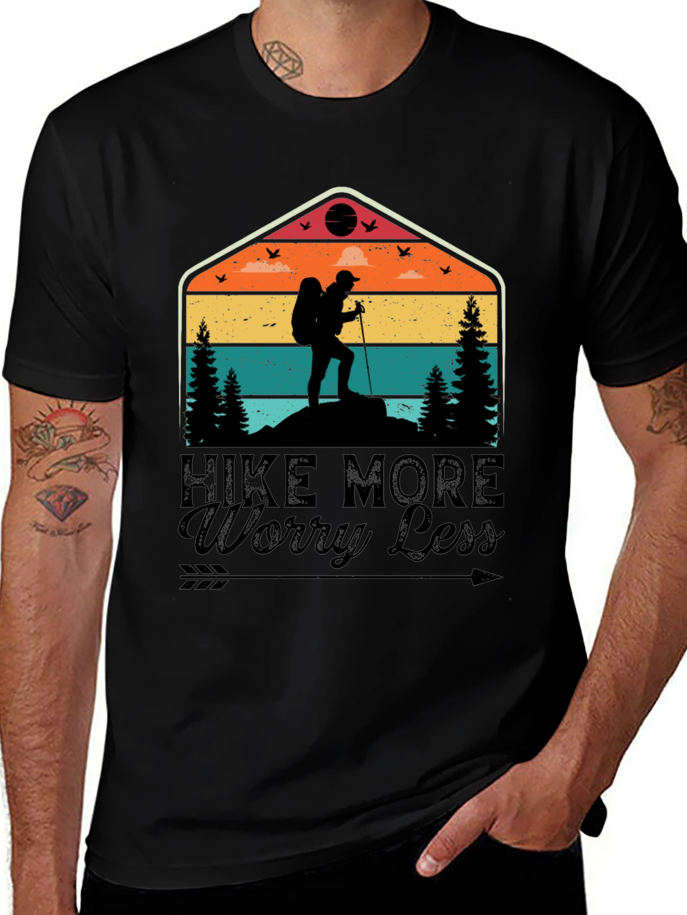 Variant 19 of Hike More Worry Less Graphic Tee