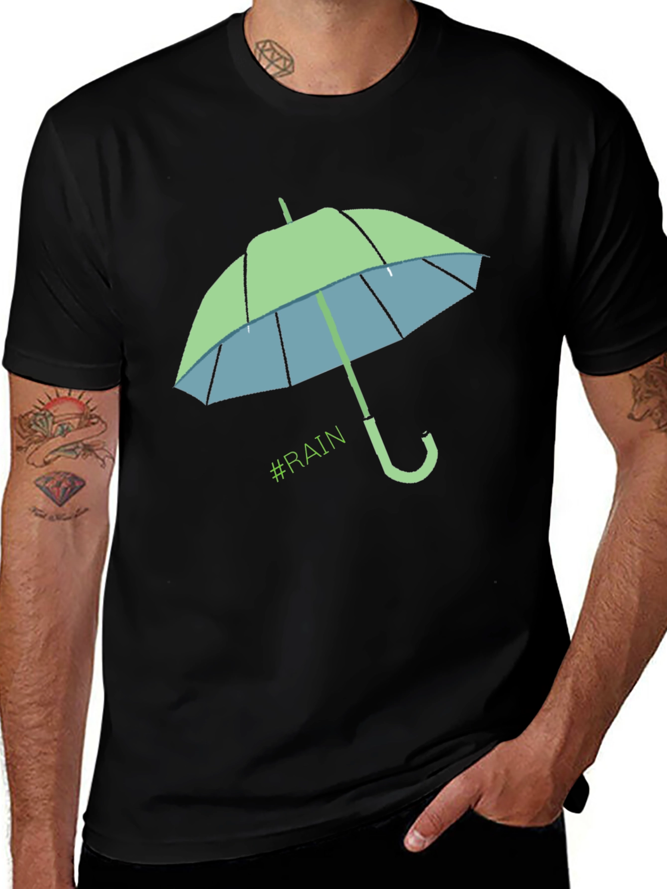 Variant 23 of Rainy Day Umbrella T-Shirt - Black, Casual Style
