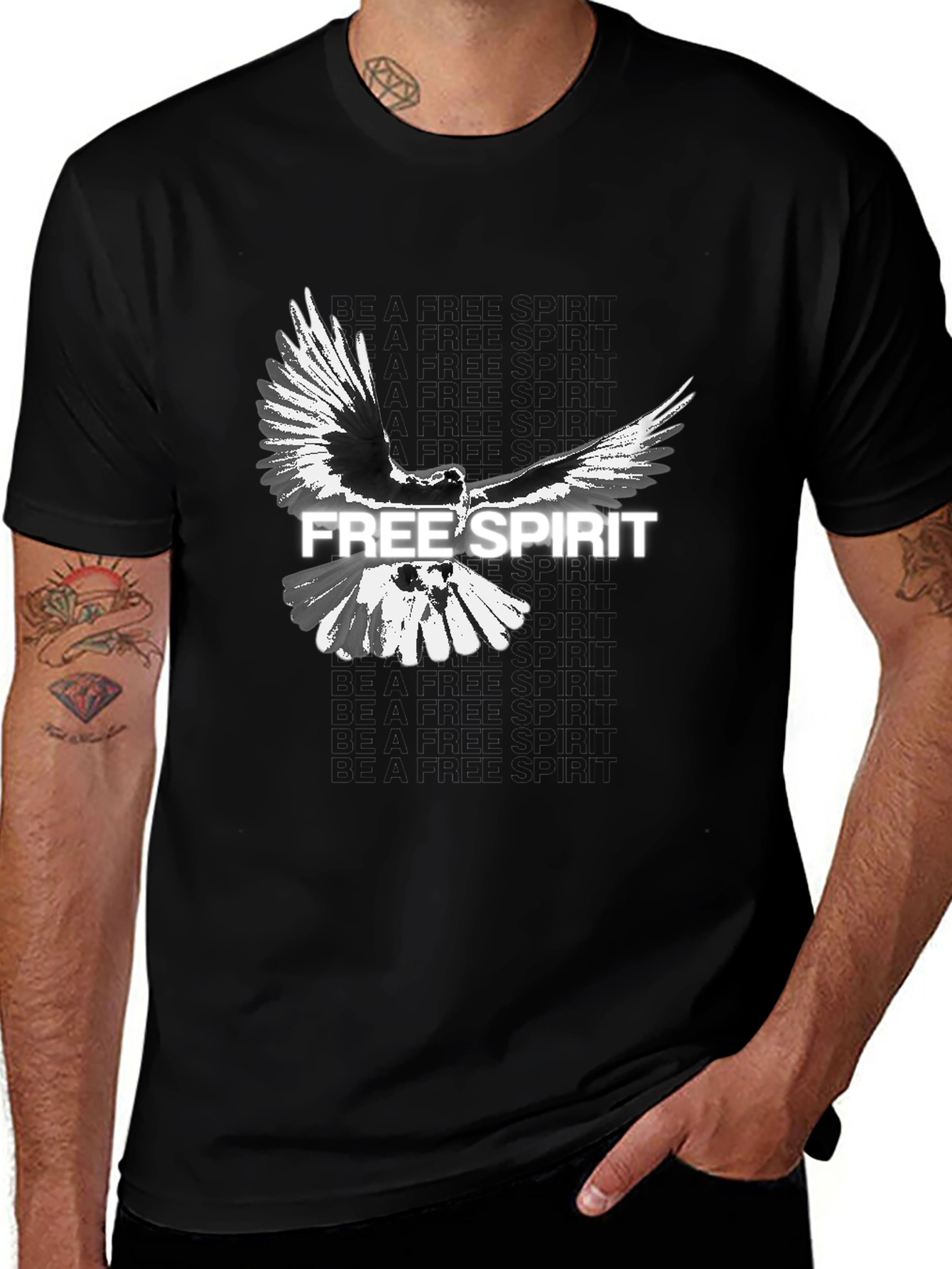 Variant 6 of Free Spirit Bird Graphic Men's Black T-Shirt