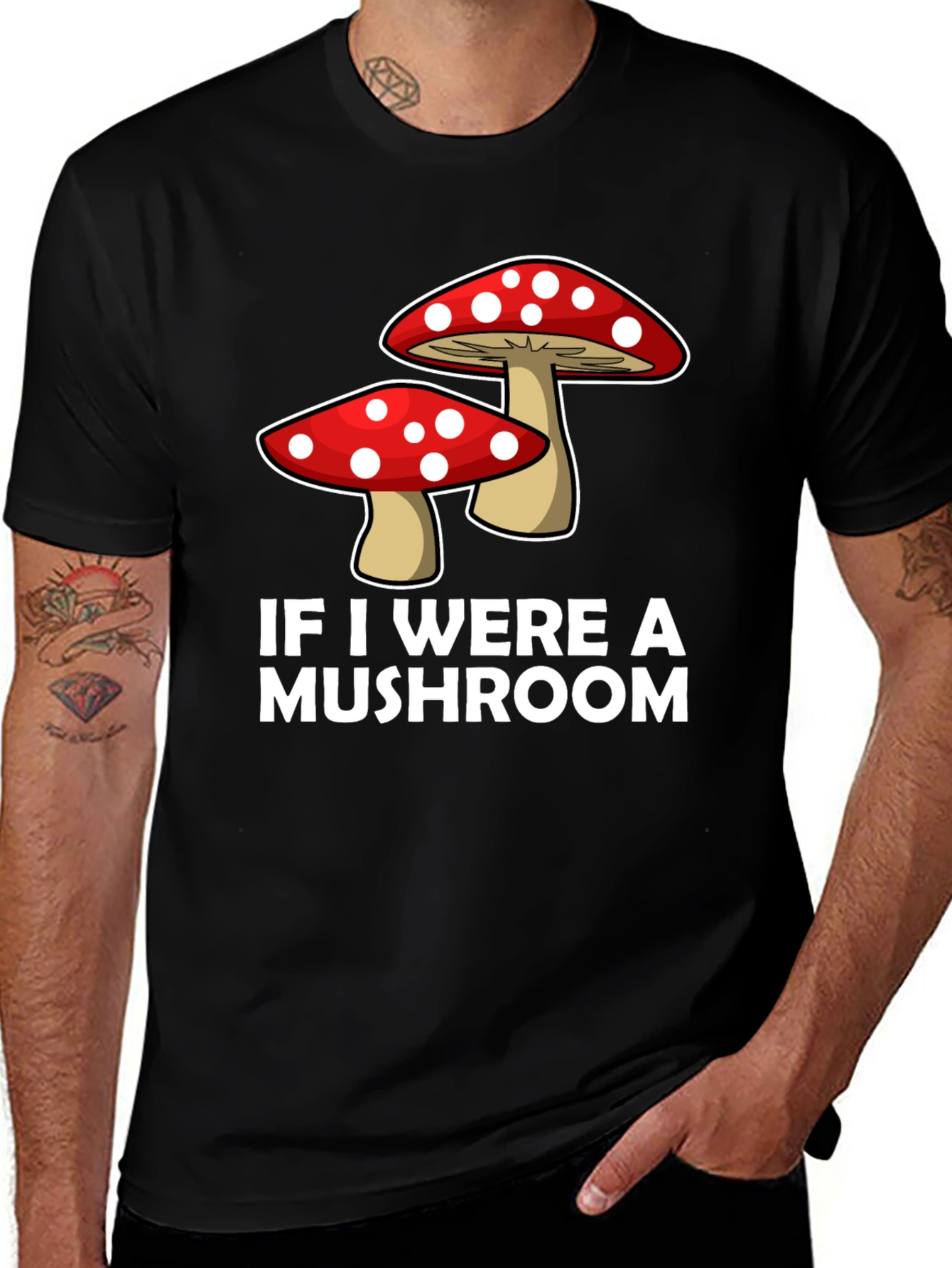 Variant 17 of Mushroom Graphic Tee - Funny Men's Crew Neck T-Shirt