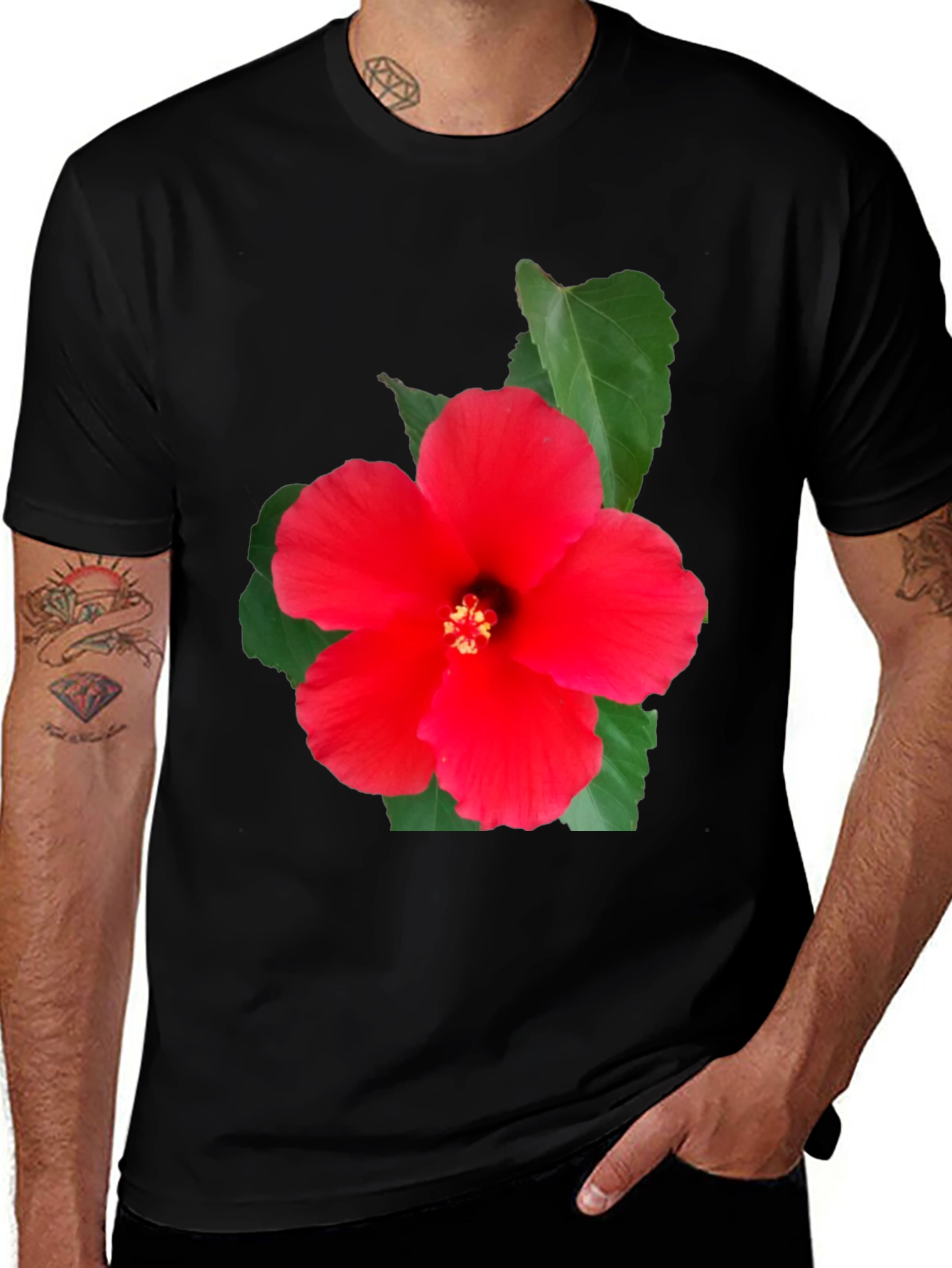 Red Hibiscus Graphic T-Shirt - Tropical Flower Tee