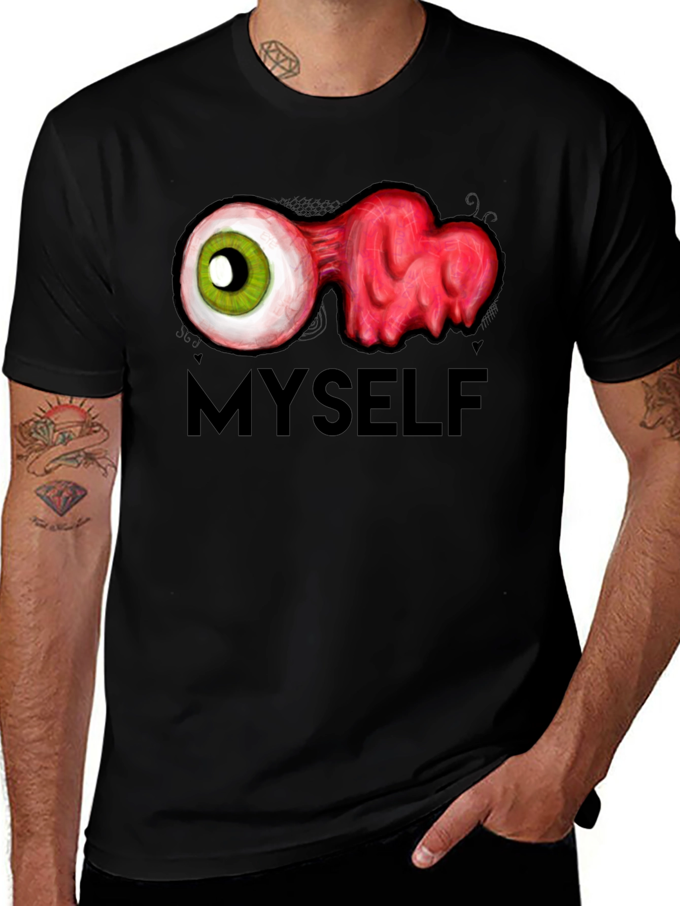 Variant 13 of Eye Heart Myself Graphic T-Shirt - Black