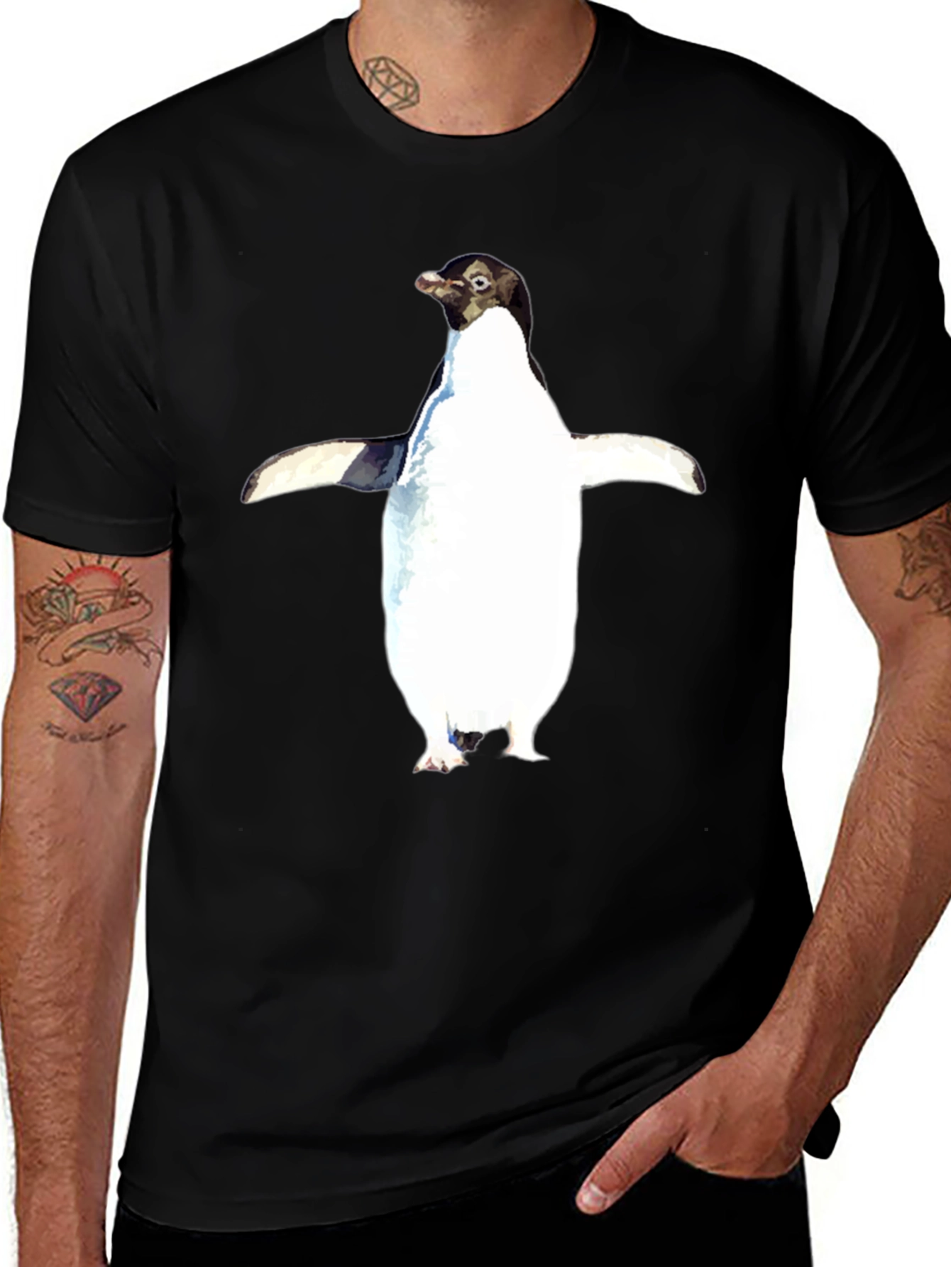 Variant 25 of Penguin Graphic Tee - Black Unisex T-Shirt