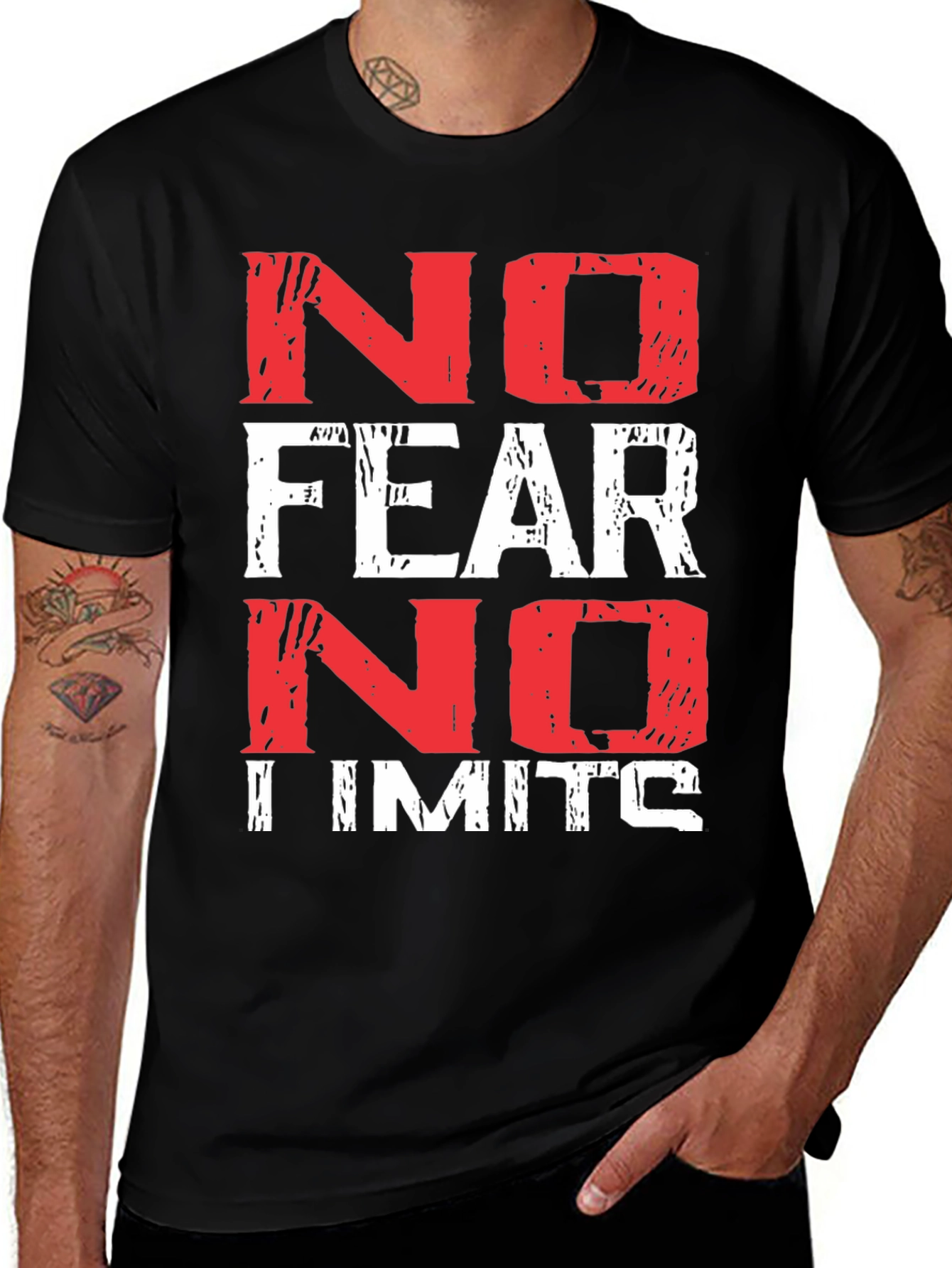 Variant 3 of No Fear No Limits Black Graphic T-Shirt