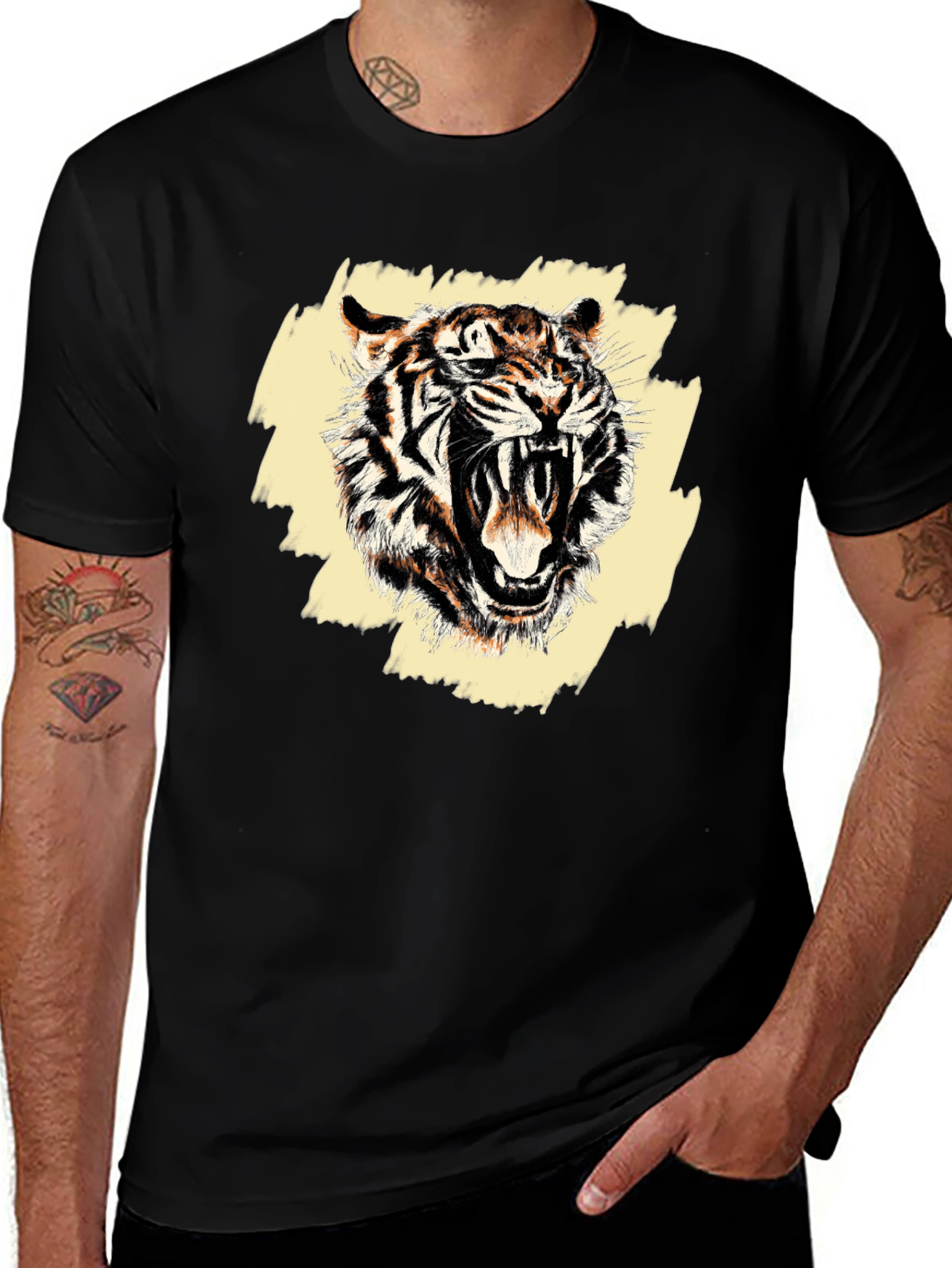 Variant 23 of Roaring Tiger Graphic Tee - Men's Black T-Shirt