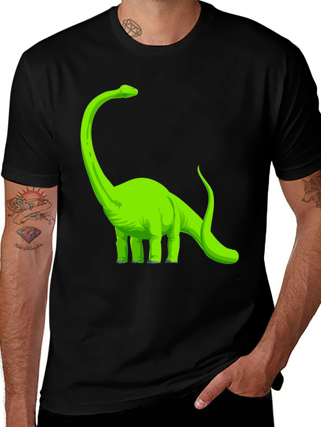 Variant 7 of Dinosaur Graphic Tee - Black Cotton T-Shirt